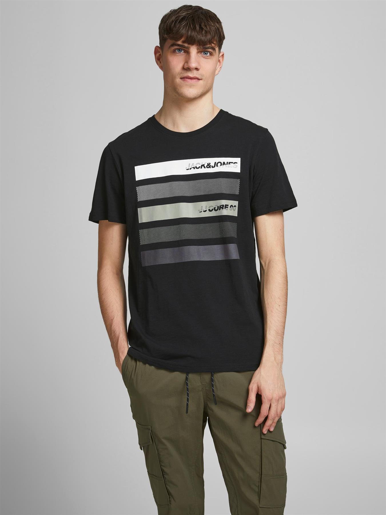 Men's Jack & Jones T-Shirts Regular Fit Short Sleeved Casual Cotton Logo Tee - Picture 5 of 13