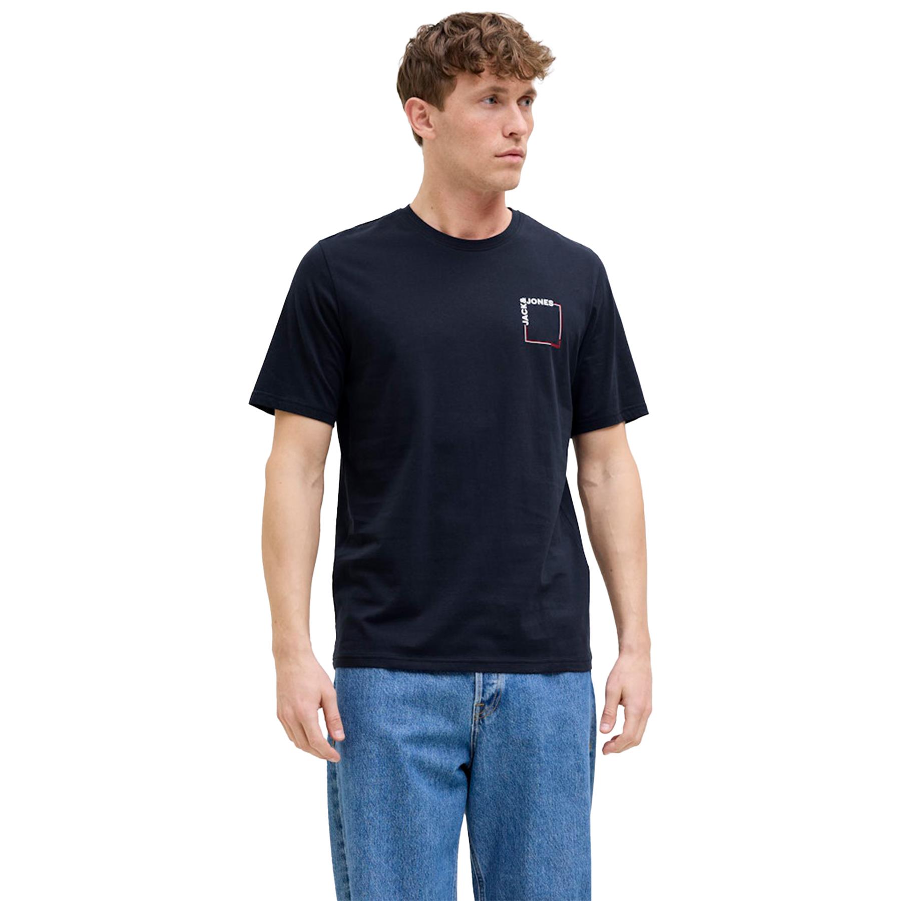 Jack & Jones Mens Short Sleeve T-Shirt Casual Crew Neck Top with Chest Logo - Picture 3 of 17
