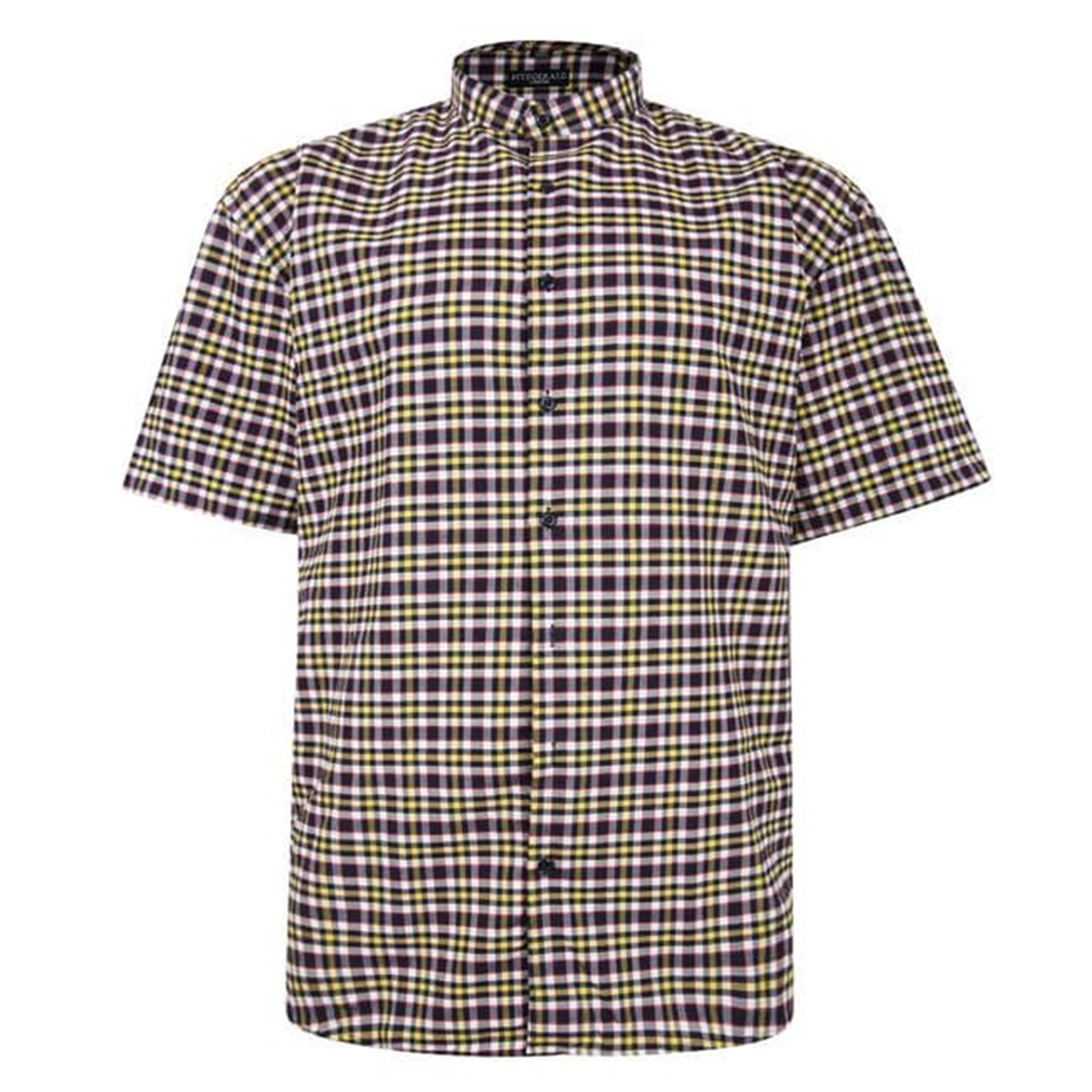 Mens Big Size Casual Short Sleeve Cotton Checked Shirts Plaid Button Down Top - Picture 3 of 5