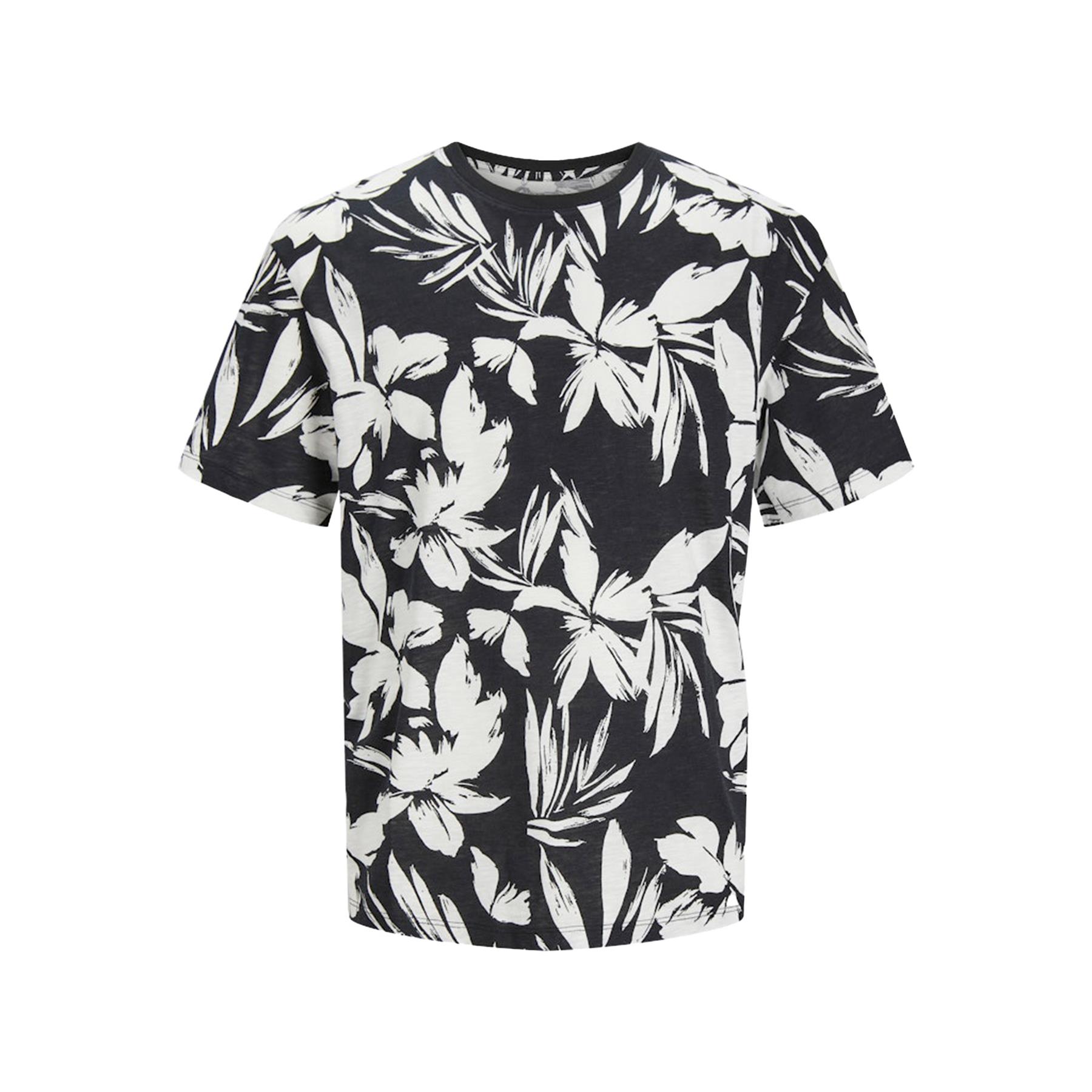 Jack & Jones Mens Floral Print T-Shirt with Leaf Design Summer T-Shirt for Men - Picture 3 of 3