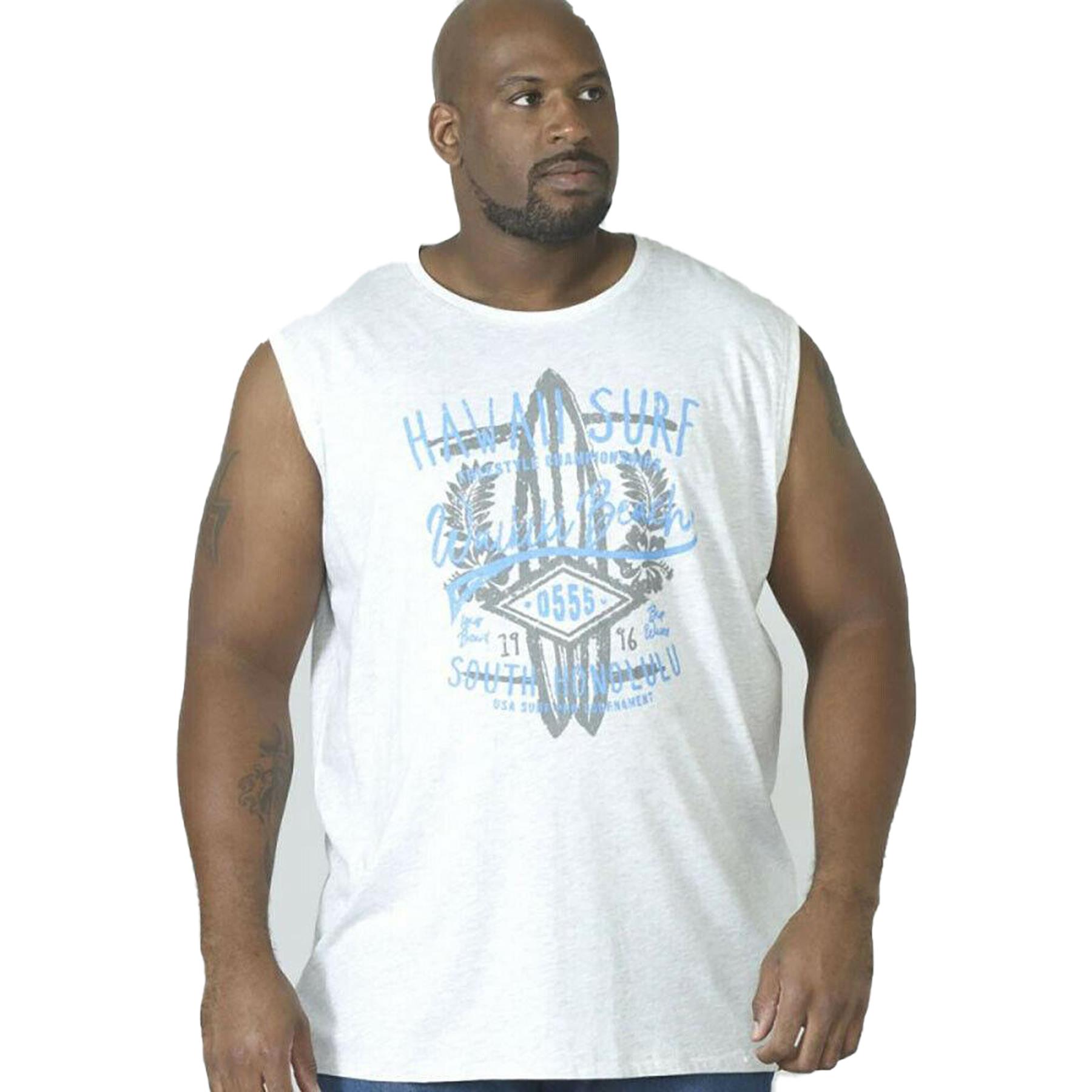Duke D555 Big & Tall Men's Sleeveless Crew Neck T-shirt Regular Fit Summer Tee - Picture 3 of 6