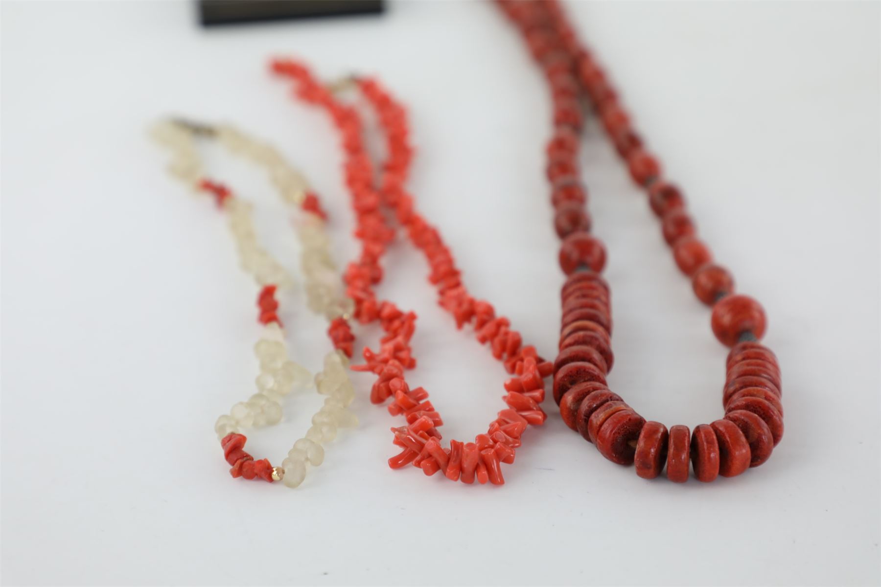3X Vintage Genuine Coral Necklaces & Earrings In Box, Various 3X Vintage Genuine Coral Necklaces & Earrings In Box, Various