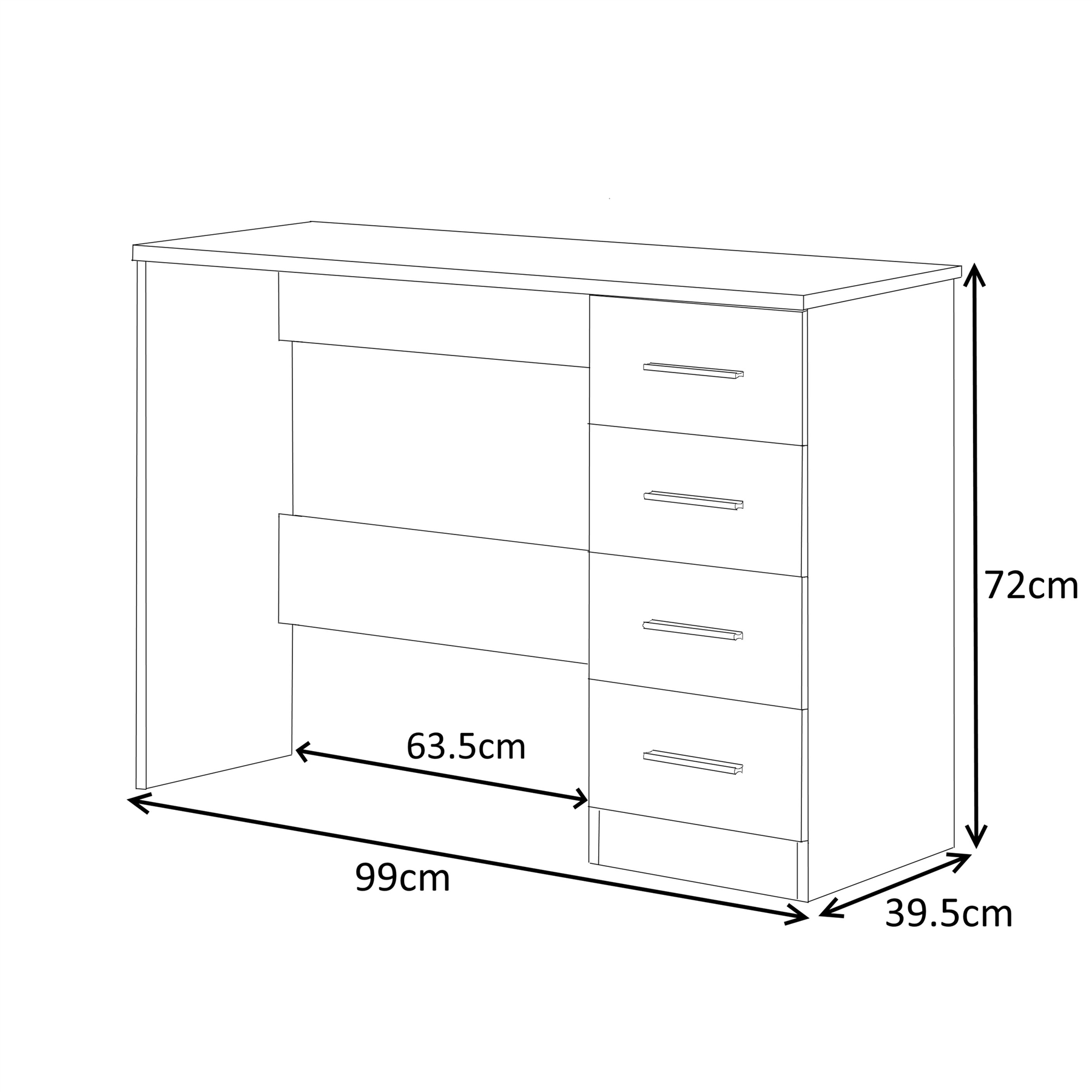 REFLECT Gloss Bedroom Furniture 4 Drawer Dressing Table Desk - 4 Colour Options - Picture 28 of 29