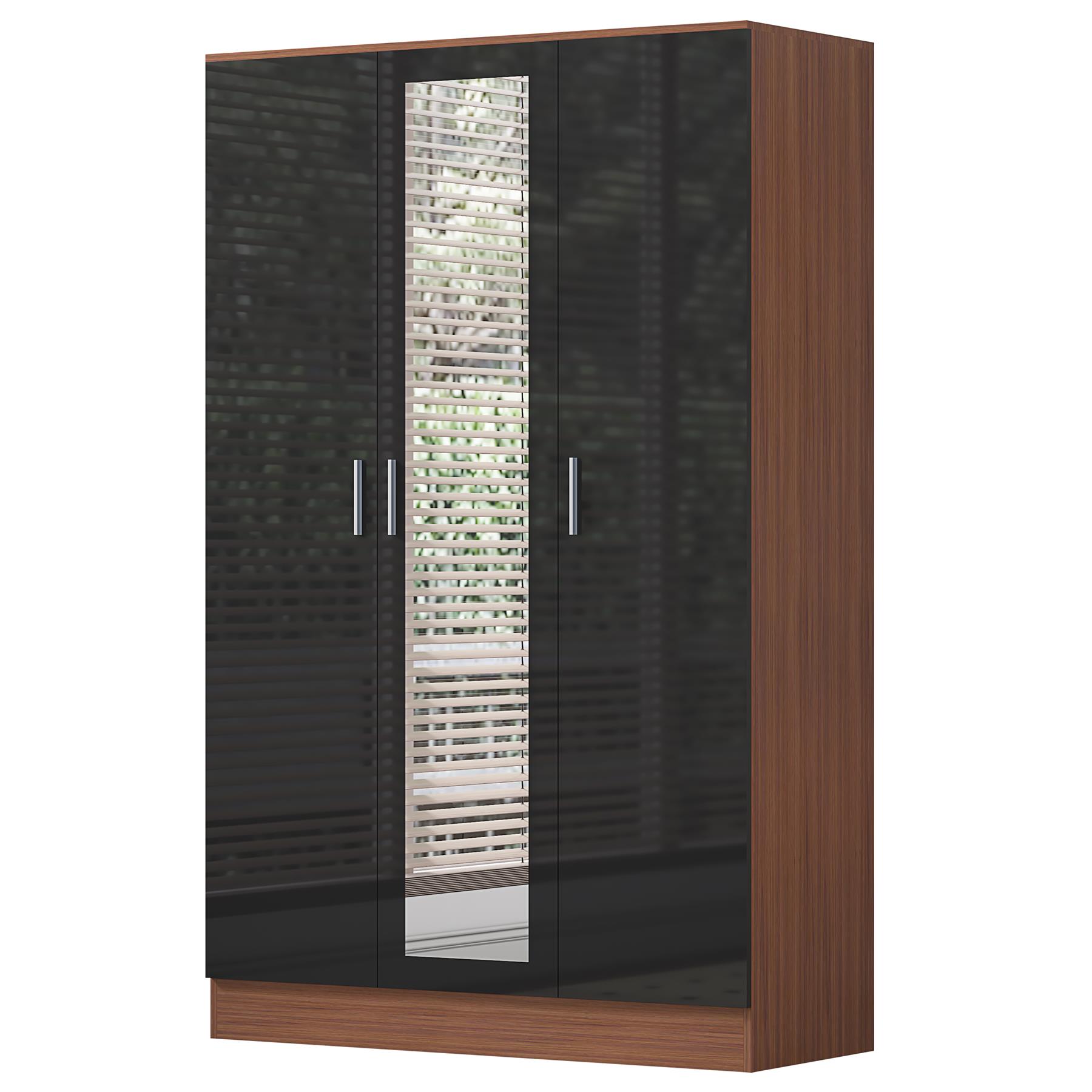 REFLECT Gloss Bedroom Furniture 3 Door Mirrored Wardrobe - 4 Colour Options - Picture 16 of 41