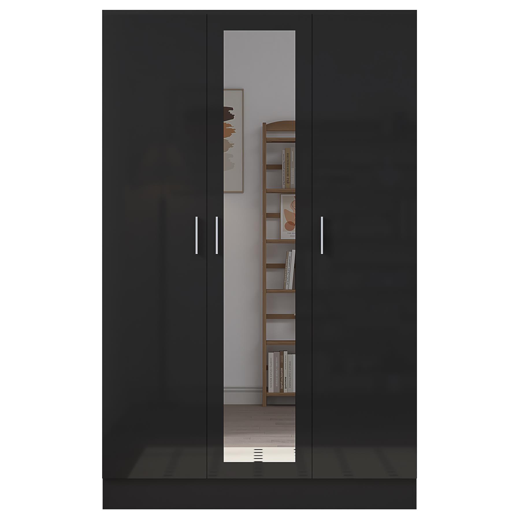 REFLECT Gloss Bedroom Furniture 3 Door Mirrored Wardrobe - 4 Colour Options - Picture 8 of 41