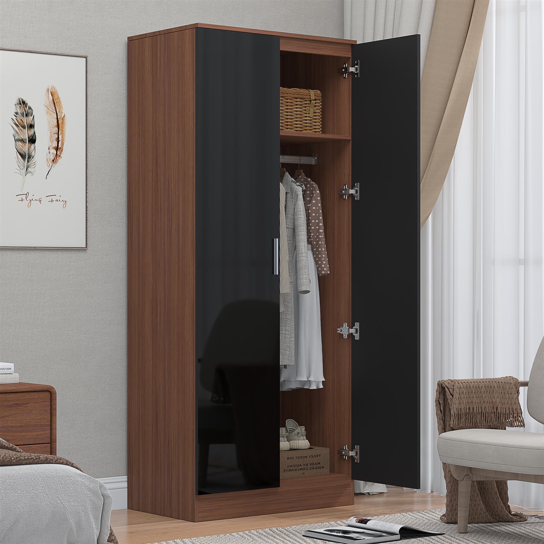 REFLECT Gloss Bedroom Furniture 2 Door Mirrored Wardrobe - 4 Colour Options - Picture 13 of 41