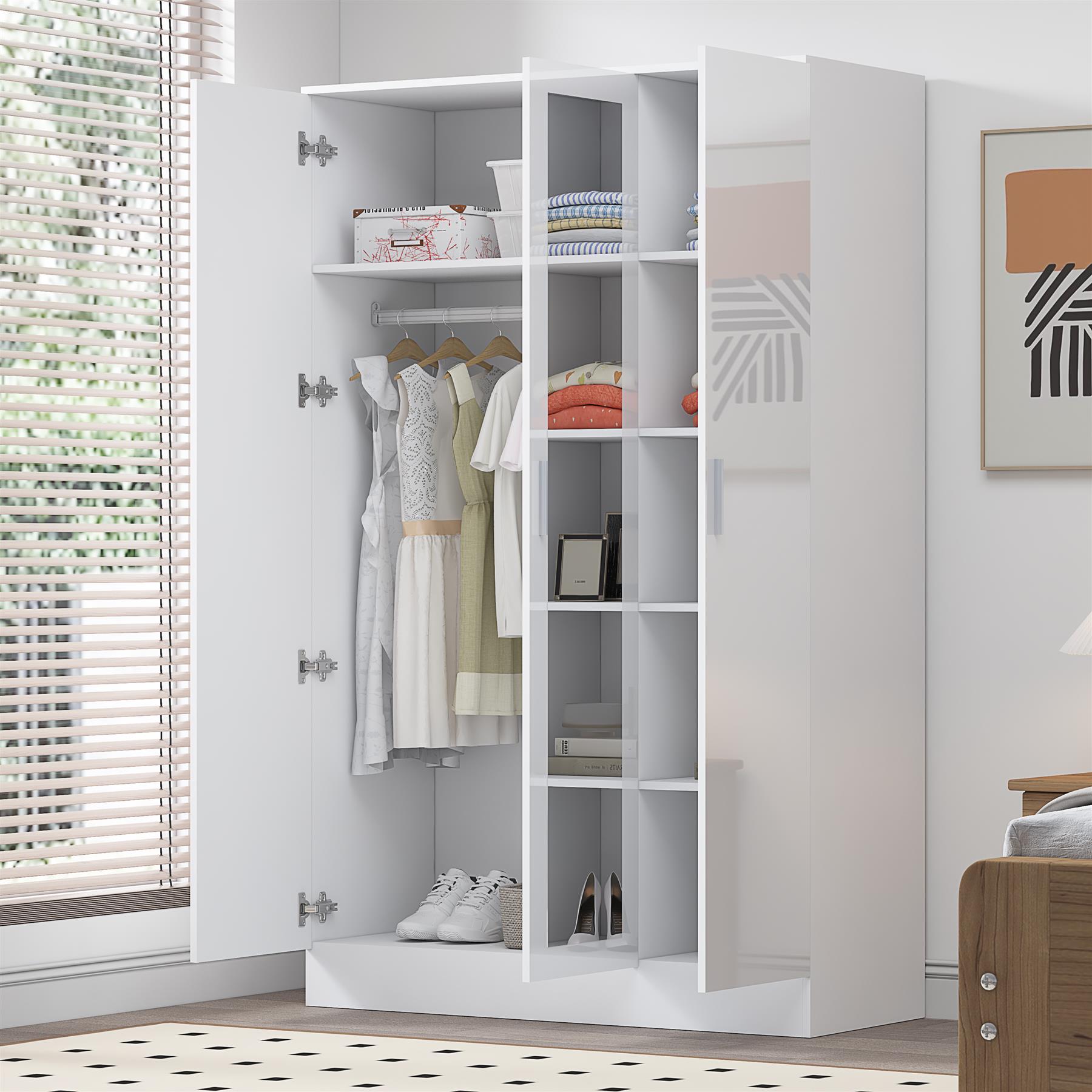 REFLECT Gloss Bedroom Furniture 3 Door Mirrored Wardrobe - 4 Colour Options - Picture 33 of 41