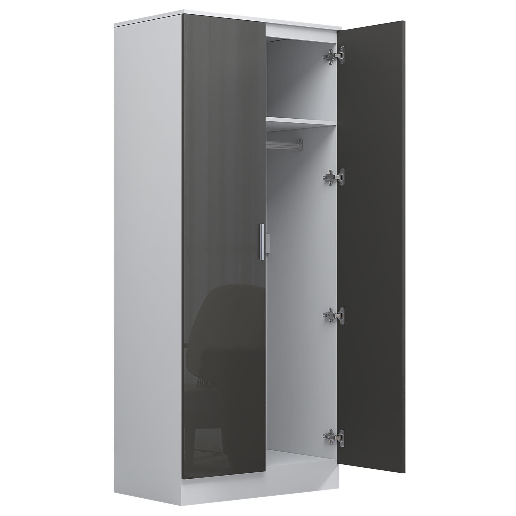 REFLECT Gloss Bedroom Furniture 2 Door Mirrored Wardrobe - 4 Colour Options - Picture 27 of 41
