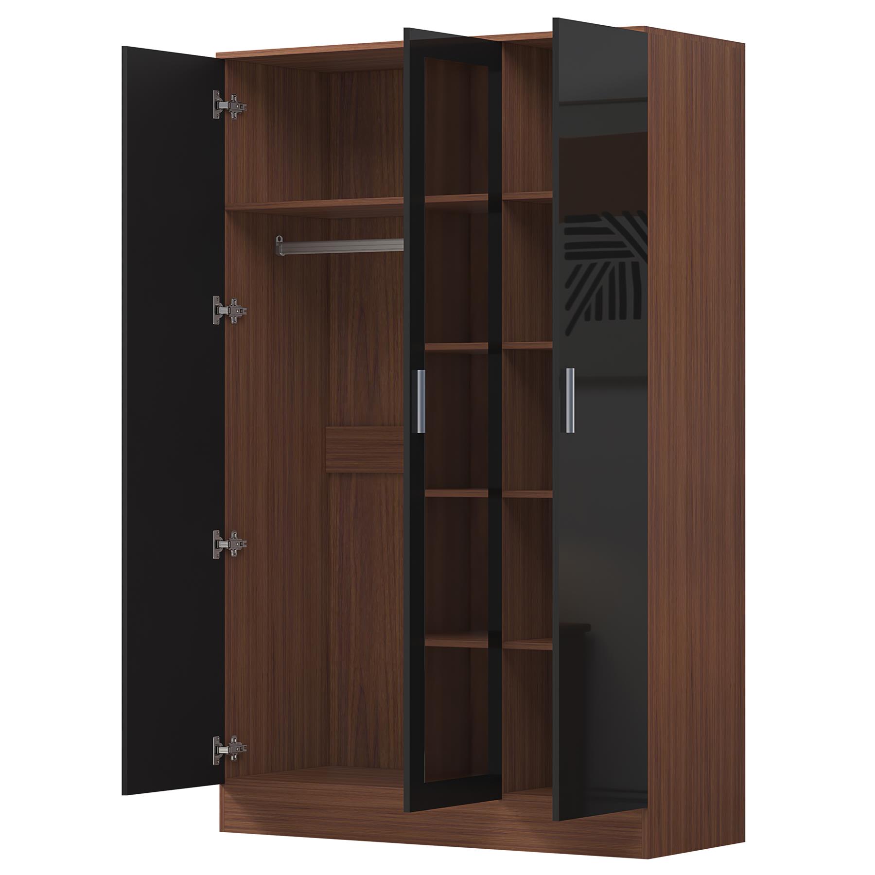 REFLECT Gloss Bedroom Furniture 3 Door Mirrored Wardrobe - 4 Colour Options - Picture 17 of 41