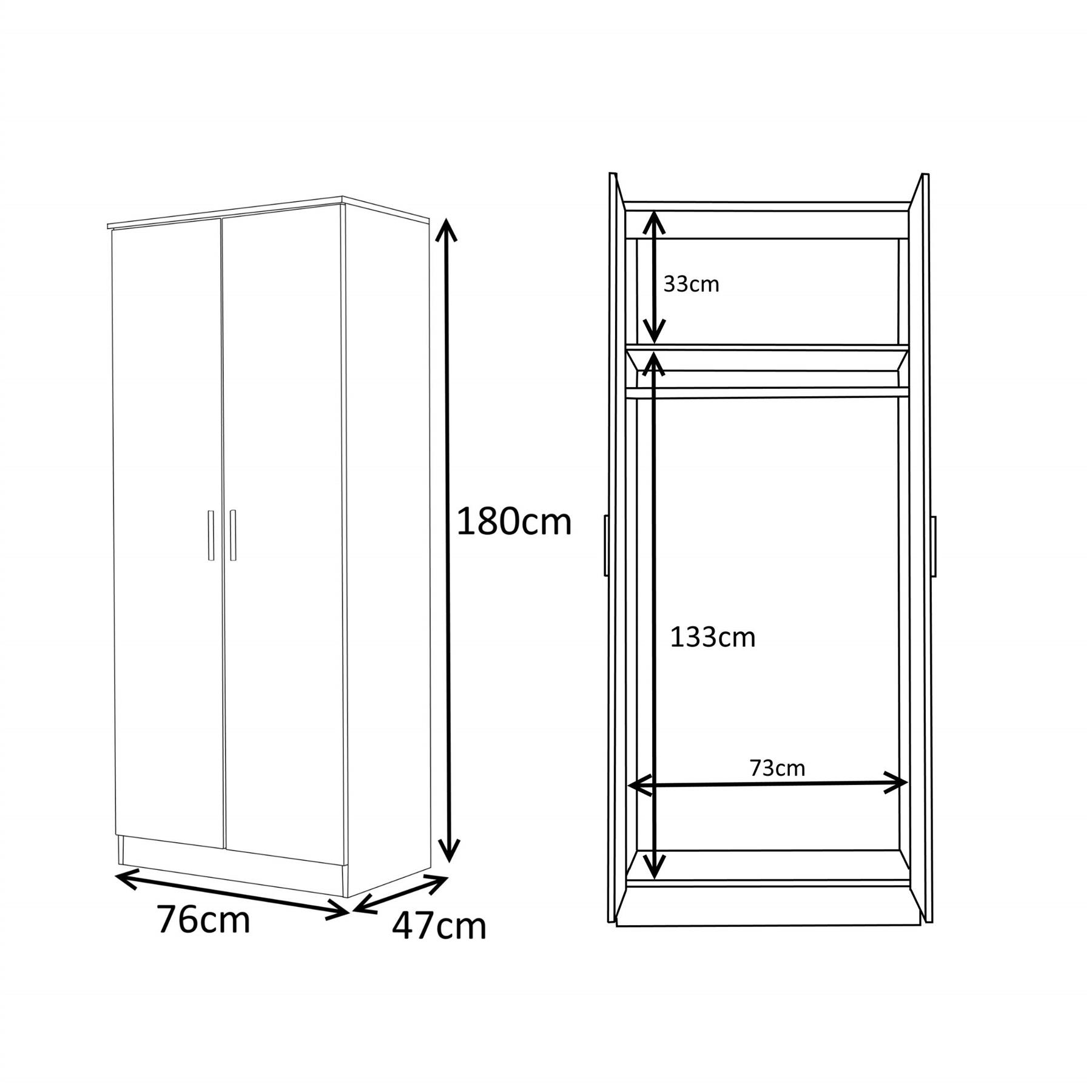 REFLECT Gloss 4pc Bedroom Set - 2 Door Wardrobe + 5 Draw Chest + 2 Bedsides - Picture 11 of 49