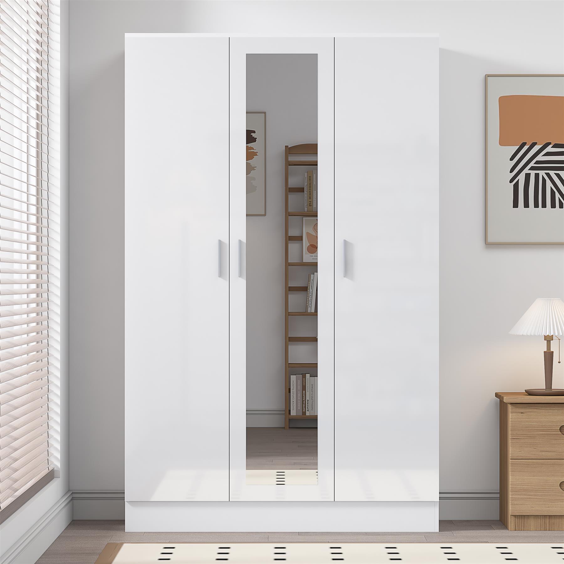 REFLECT Gloss Bedroom Furniture 3 Door Mirrored Wardrobe - 4 Colour Options - Picture 34 of 41