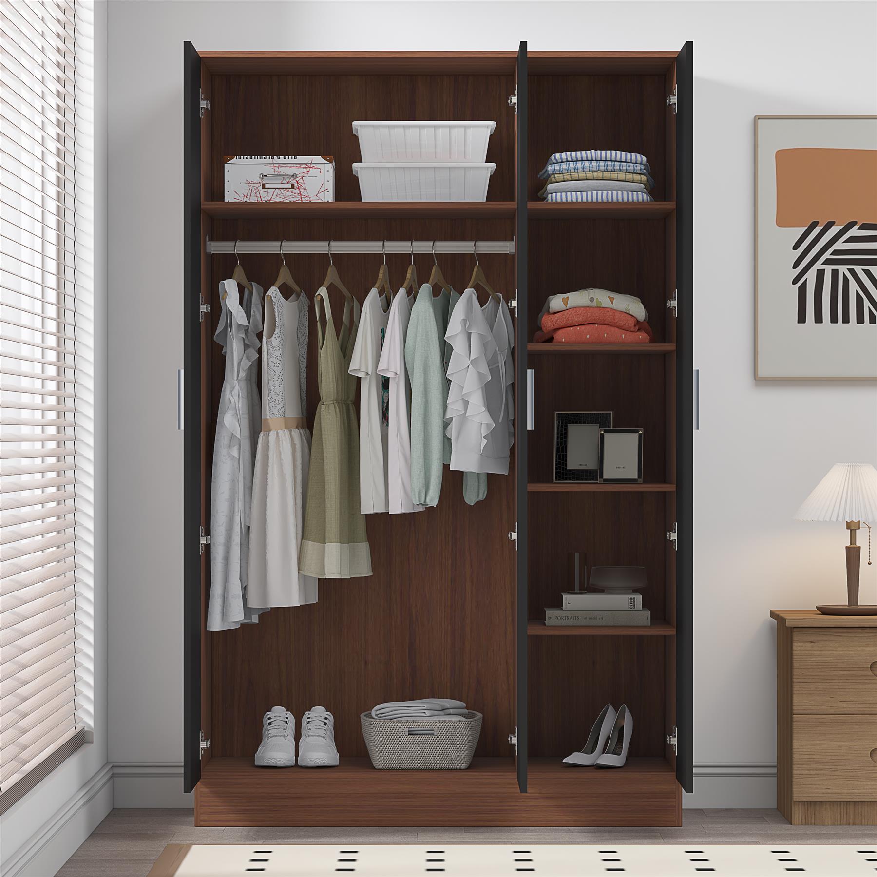 REFLECT Gloss Bedroom Furniture 3 Door Mirrored Wardrobe - 4 Colour Options - Picture 15 of 41