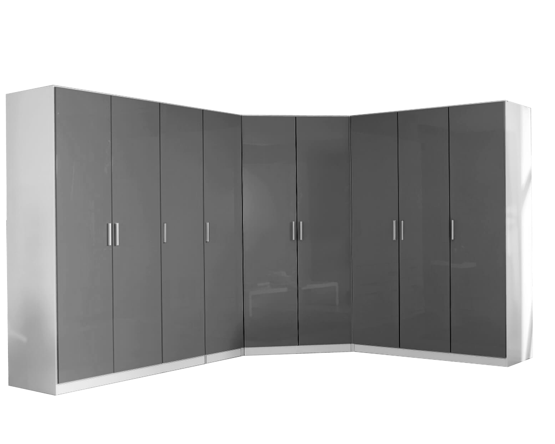 REFLECT Gloss Large 9 Door Corner Modular Wardrobe Bedroom Furniture Bundle Set - Picture 7 of 8