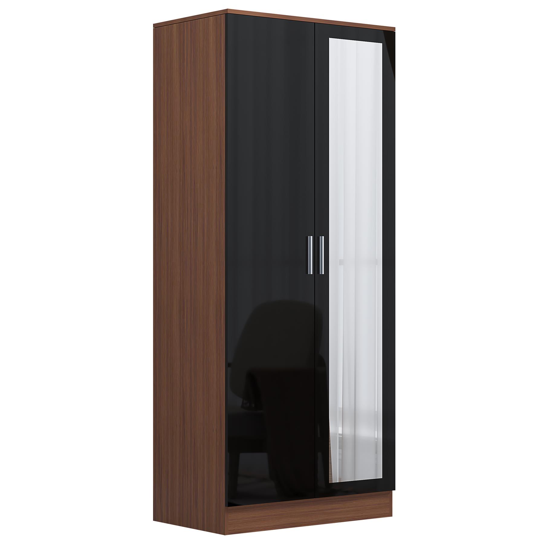 REFLECT Gloss Bedroom Furniture 2 Door Mirrored Wardrobe - 4 Colour Options - Picture 16 of 41