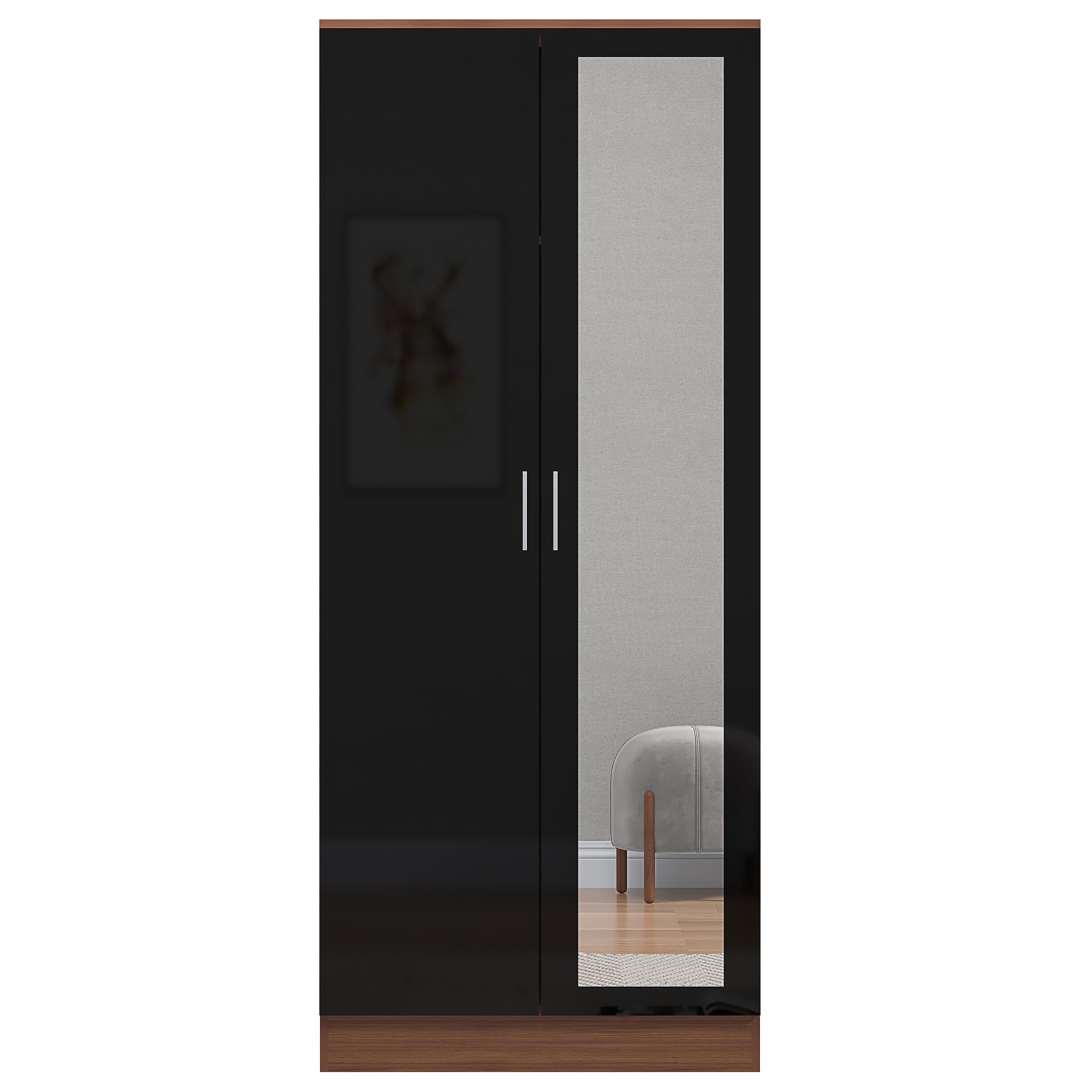 REFLECT Gloss Bedroom Furniture 2 Door Mirrored Wardrobe - 4 Colour Options - Picture 18 of 41