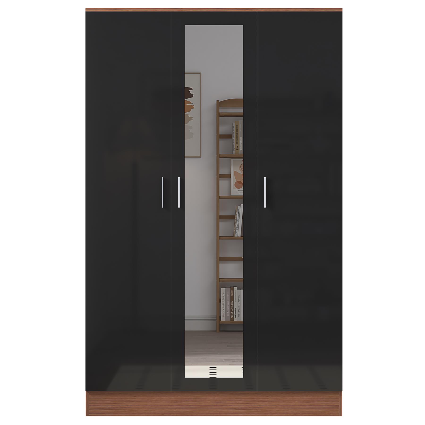 REFLECT Gloss Bedroom Furniture 3 Door Mirrored Wardrobe - 4 Colour Options - Picture 18 of 41