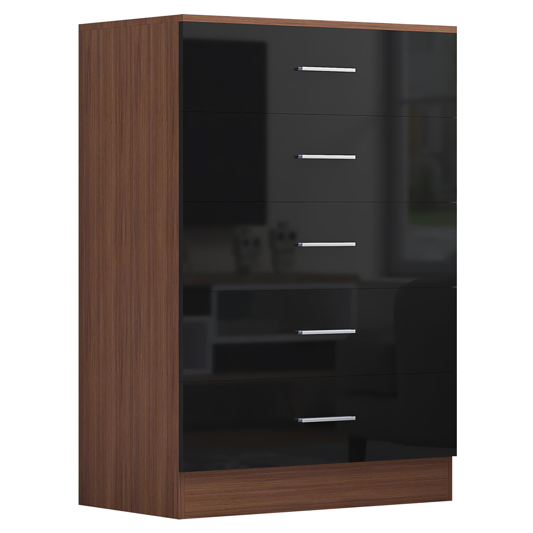 REFLECT Gloss 4pc Bedroom Set - 2 Door Wardrobe + 5 Draw Chest + 2 Bedsides - Picture 21 of 49