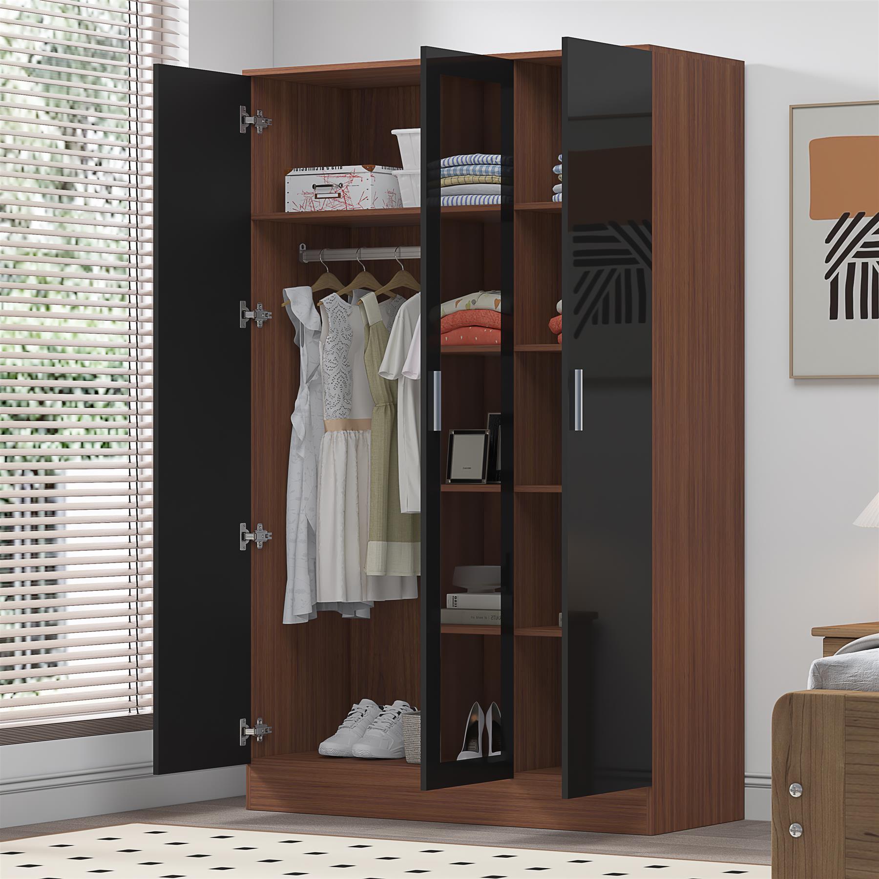 REFLECT Gloss Bedroom Furniture 3 Door Mirrored Wardrobe - 4 Colour Options - Picture 13 of 41