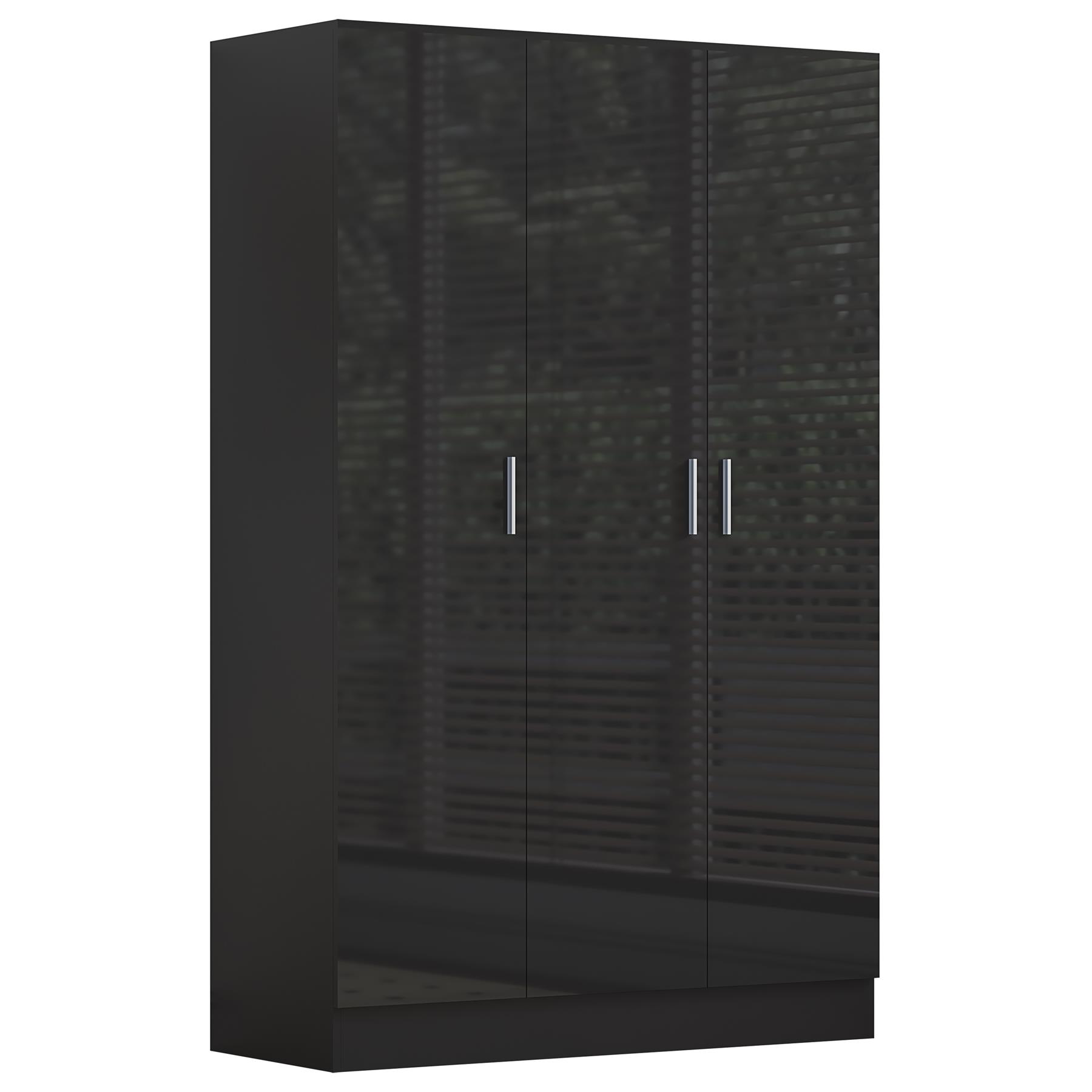 REFLECT Gloss 4pc Bedroom Set - 3 Door Wardrobe + 5 Draw Chest + 2 Bedsides - Picture 9 of 52