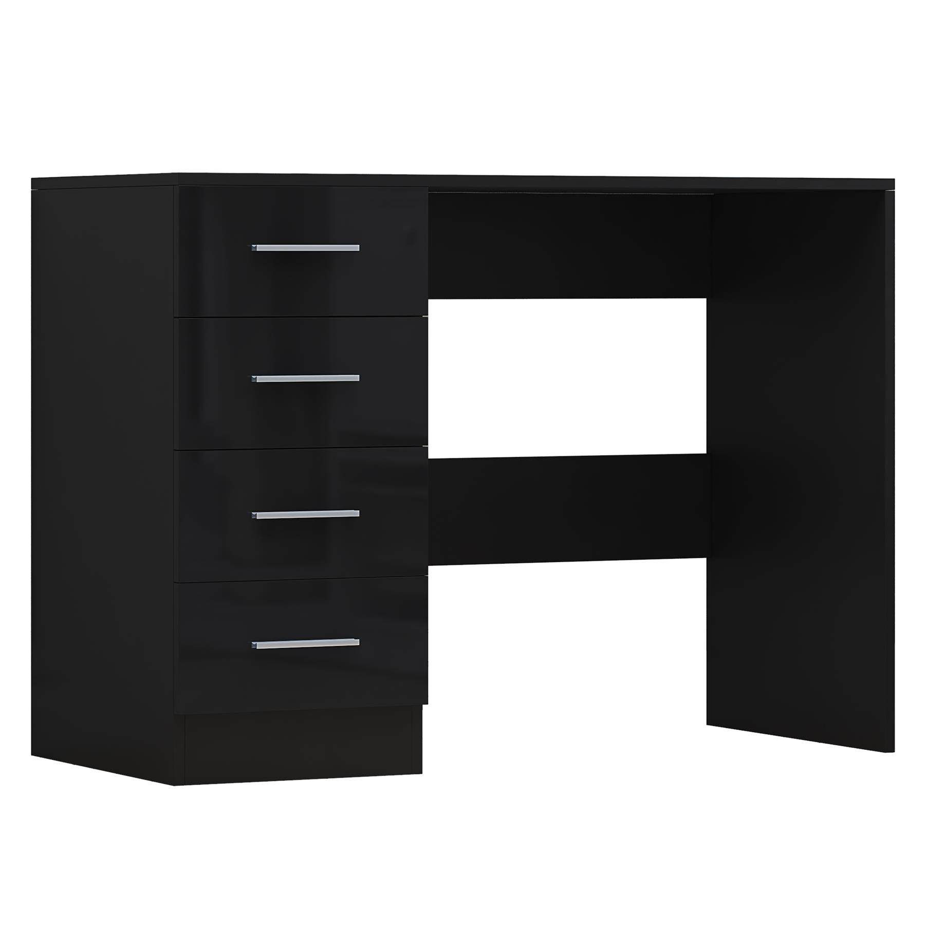 REFLECT Gloss 4pc Set - 3 Door Mirrored Wardrobe + 5 Draw Chest + Bedside + Desk - Picture 13 of 53