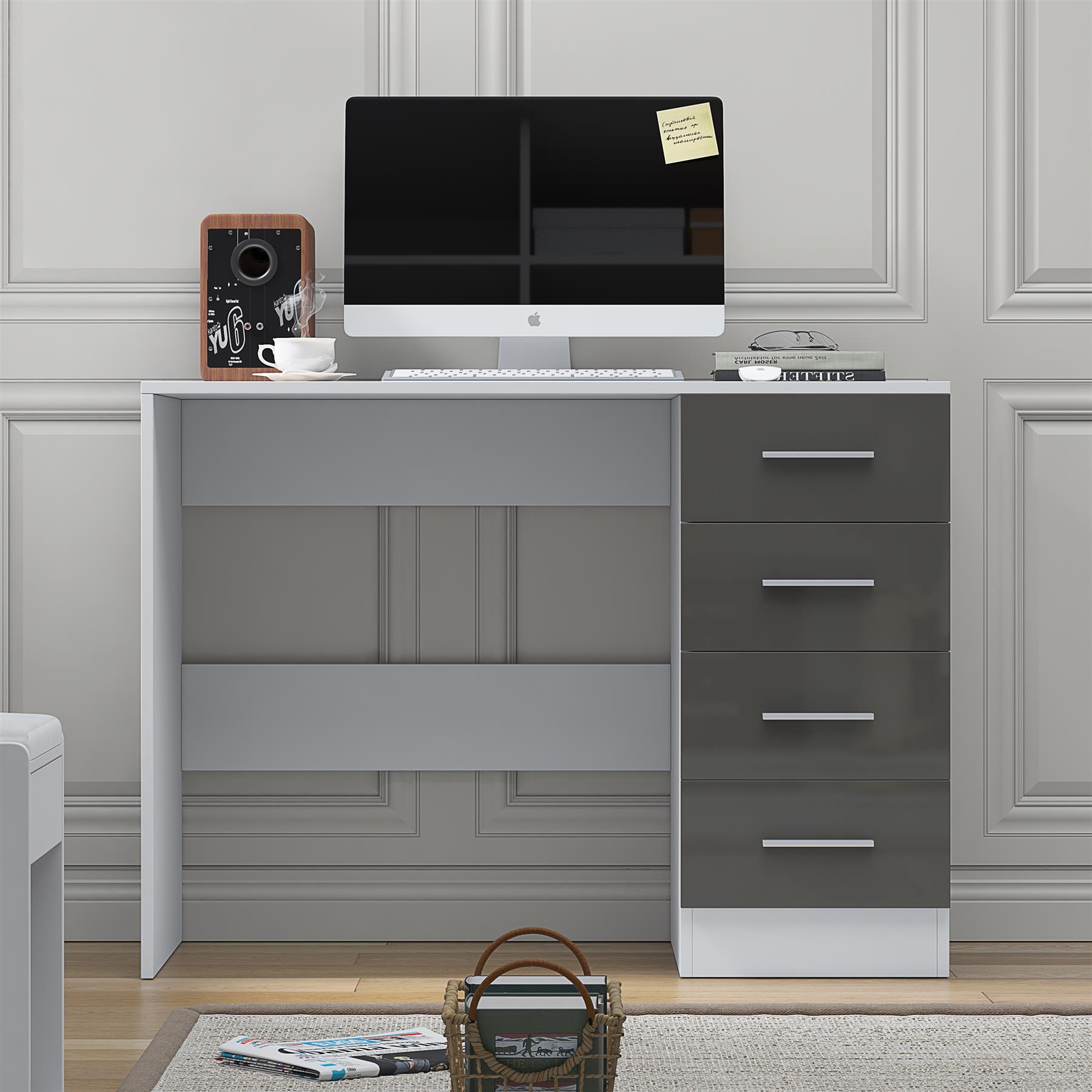 REFLECT Gloss Bedroom Furniture 4 Drawer Dressing Table Desk - 4 Colour Options - Picture 17 of 29