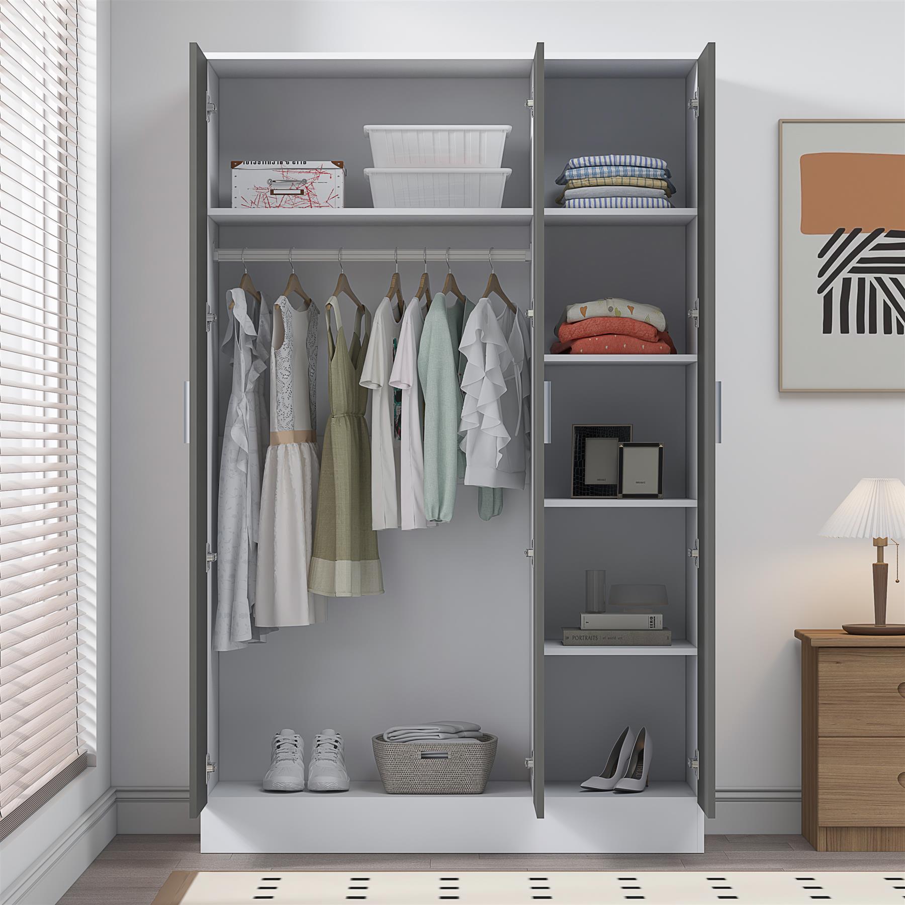 REFLECT Gloss Bedroom Furniture 3 Door Mirrored Wardrobe - 4 Colour Options - Picture 25 of 41