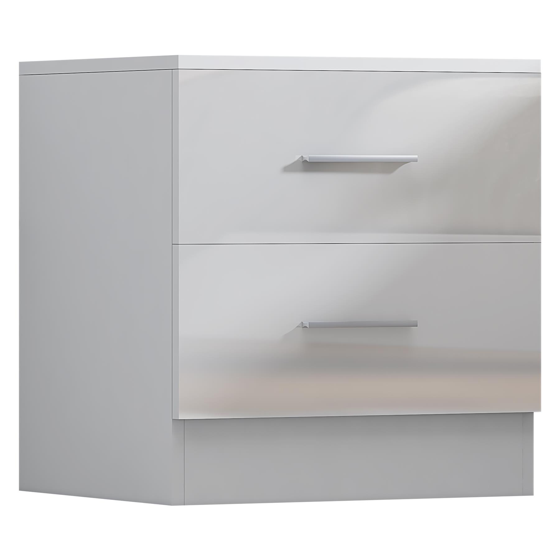 REFLECT Gloss 4pc Bedroom Set - 2 Door Wardrobe + 5 Draw Chest + 2 Bedsides - Picture 46 of 49