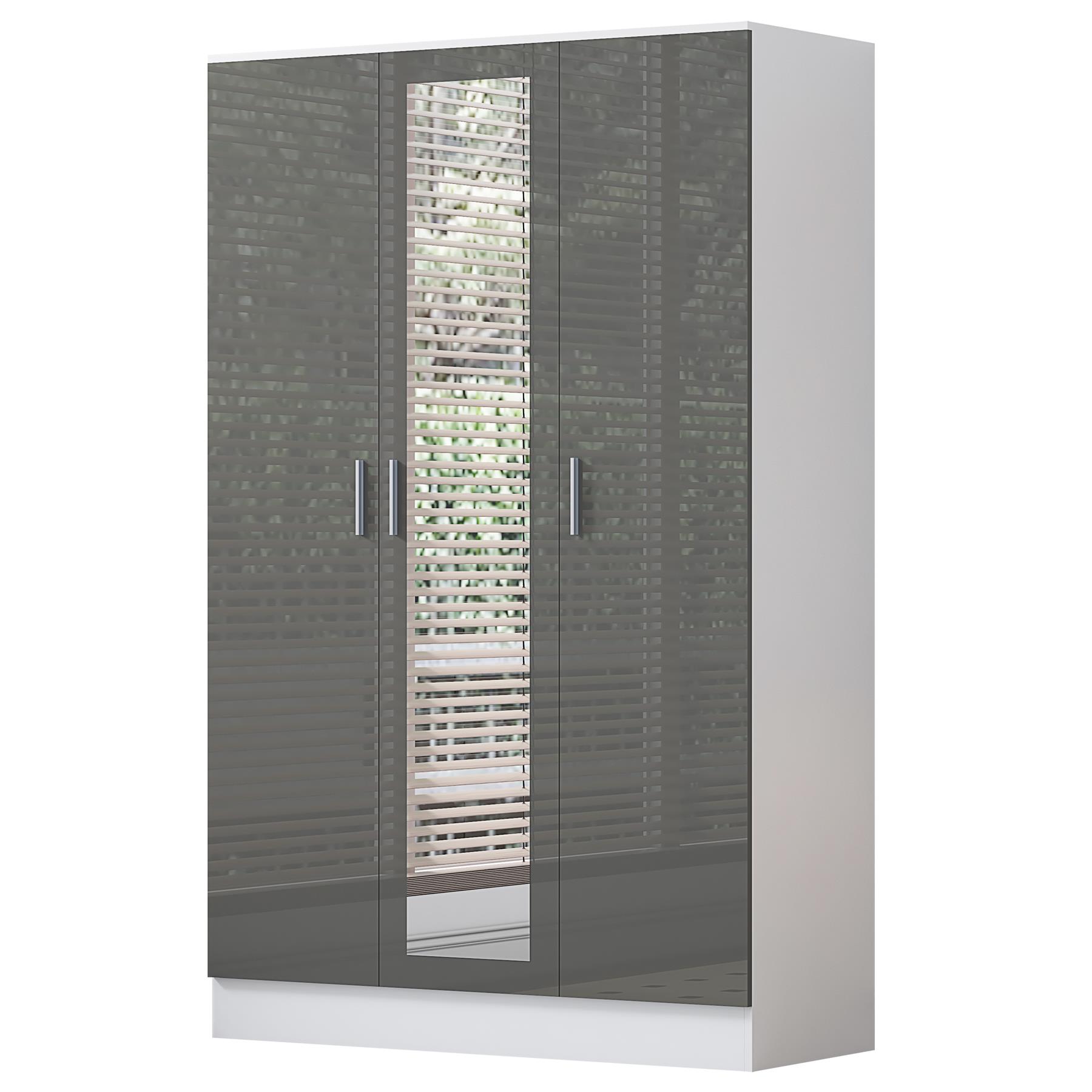 REFLECT Gloss Bedroom Furniture 3 Door Mirrored Wardrobe - 4 Colour Options - Picture 26 of 41