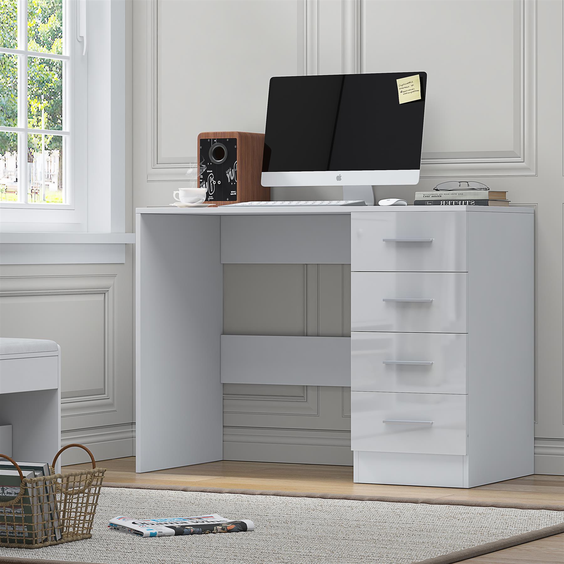 REFLECT Gloss Bedroom Furniture 4 Drawer Dressing Table Desk - 4 Colour Options - Picture 23 of 29