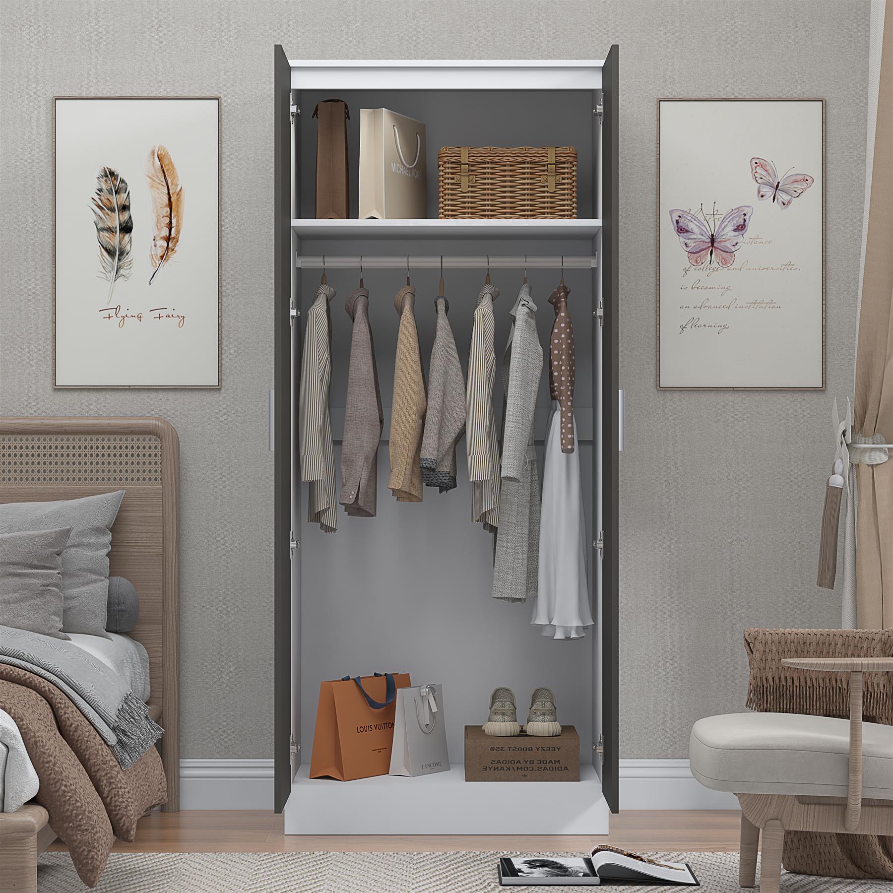 REFLECT Gloss Bedroom Furniture 2 Door Mirrored Wardrobe - 4 Colour Options - Picture 25 of 41