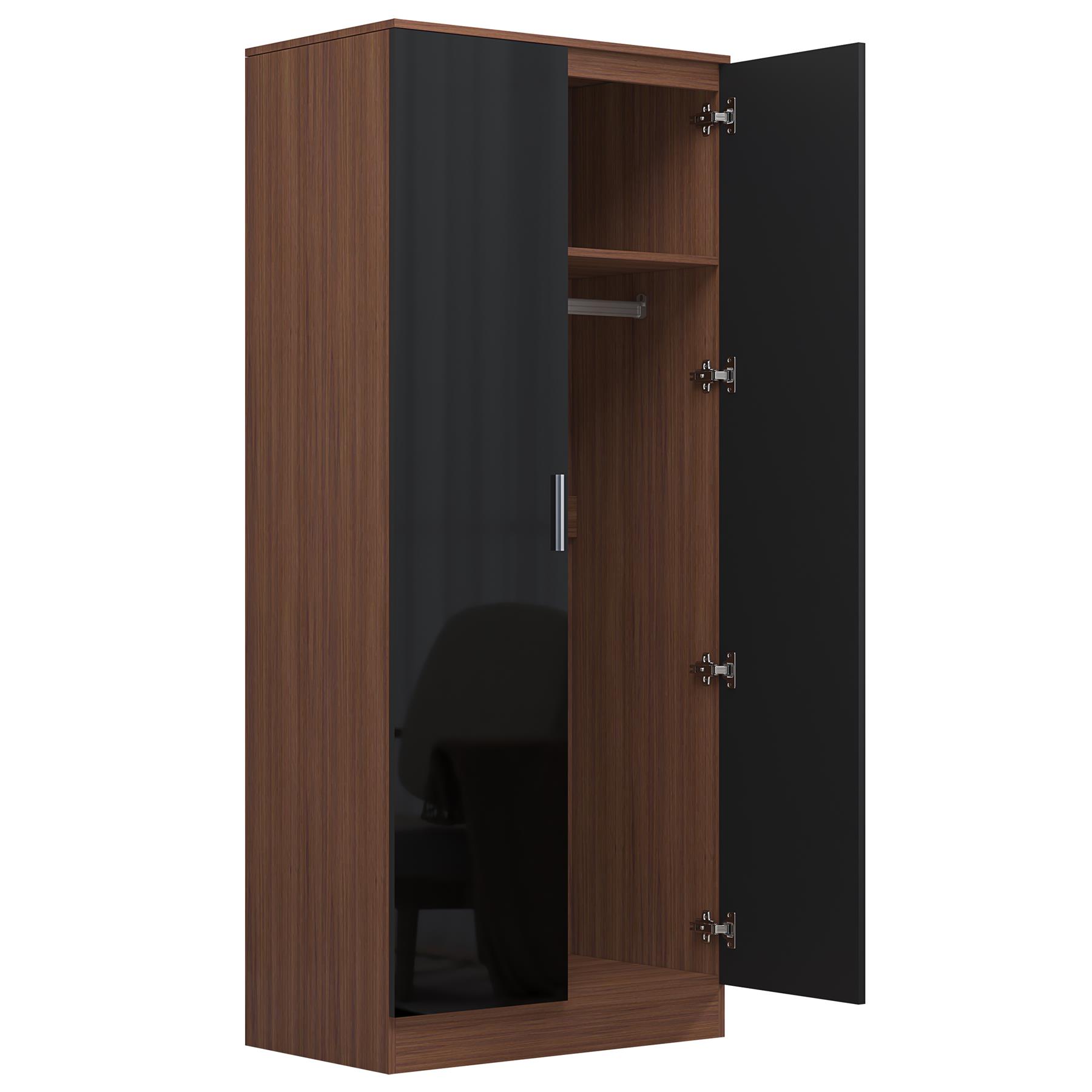 REFLECT Gloss Bedroom Furniture 2 Door Mirrored Wardrobe - 4 Colour Options - Picture 17 of 41