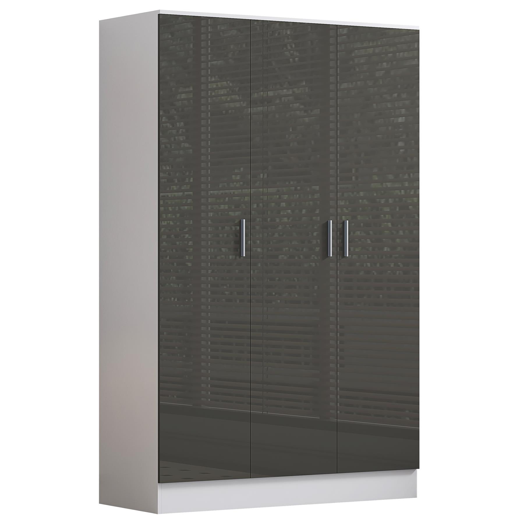 REFLECT Gloss 4pc Bedroom Set - 3 Door Wardrobe + 5 Draw Chest + 2 Bedsides - Picture 35 of 52
