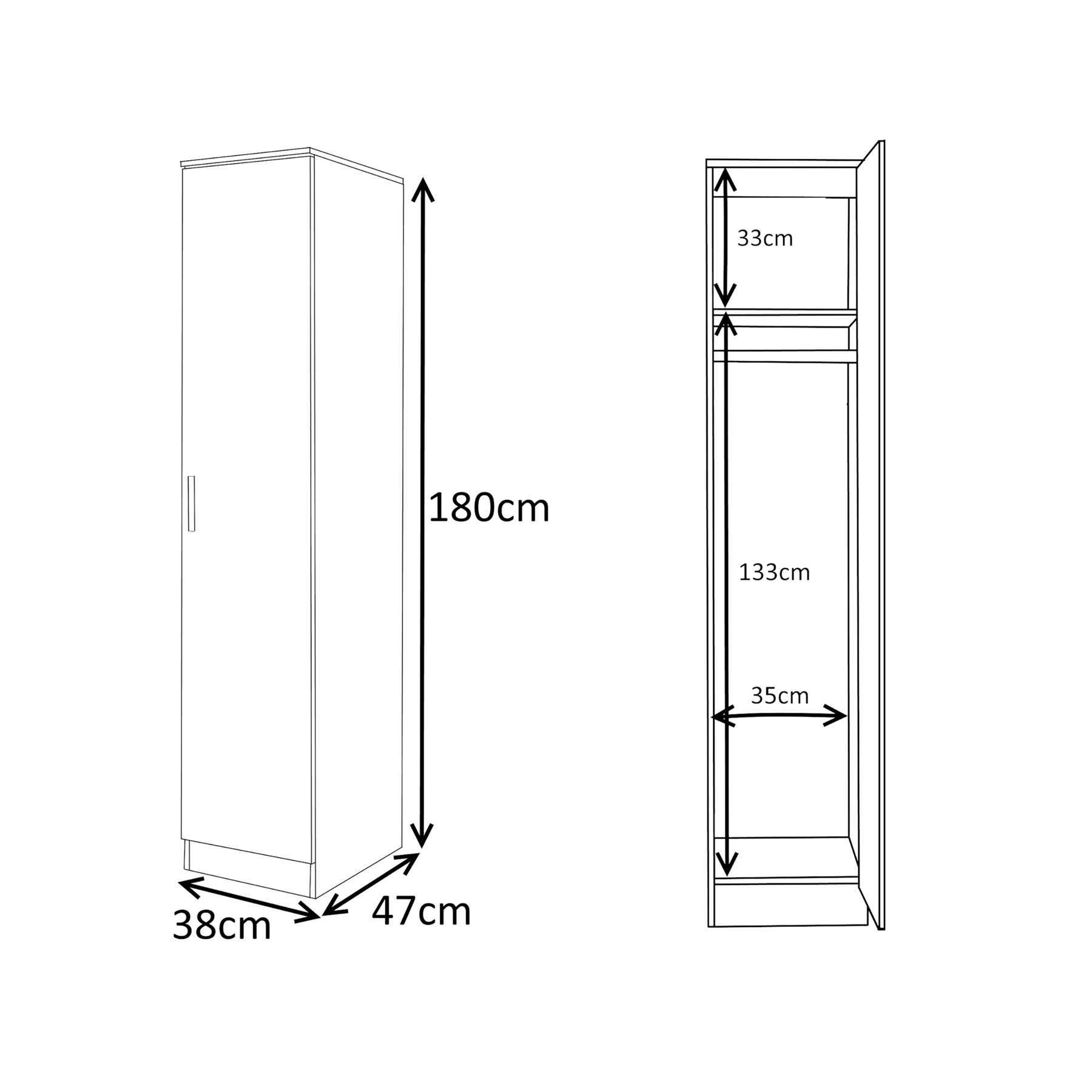 REFLECT Gloss 4pc Bedroom Set - 1 Door Wardrobe + 5 Draw Chest + 2 Bedsides - Picture 23 of 49