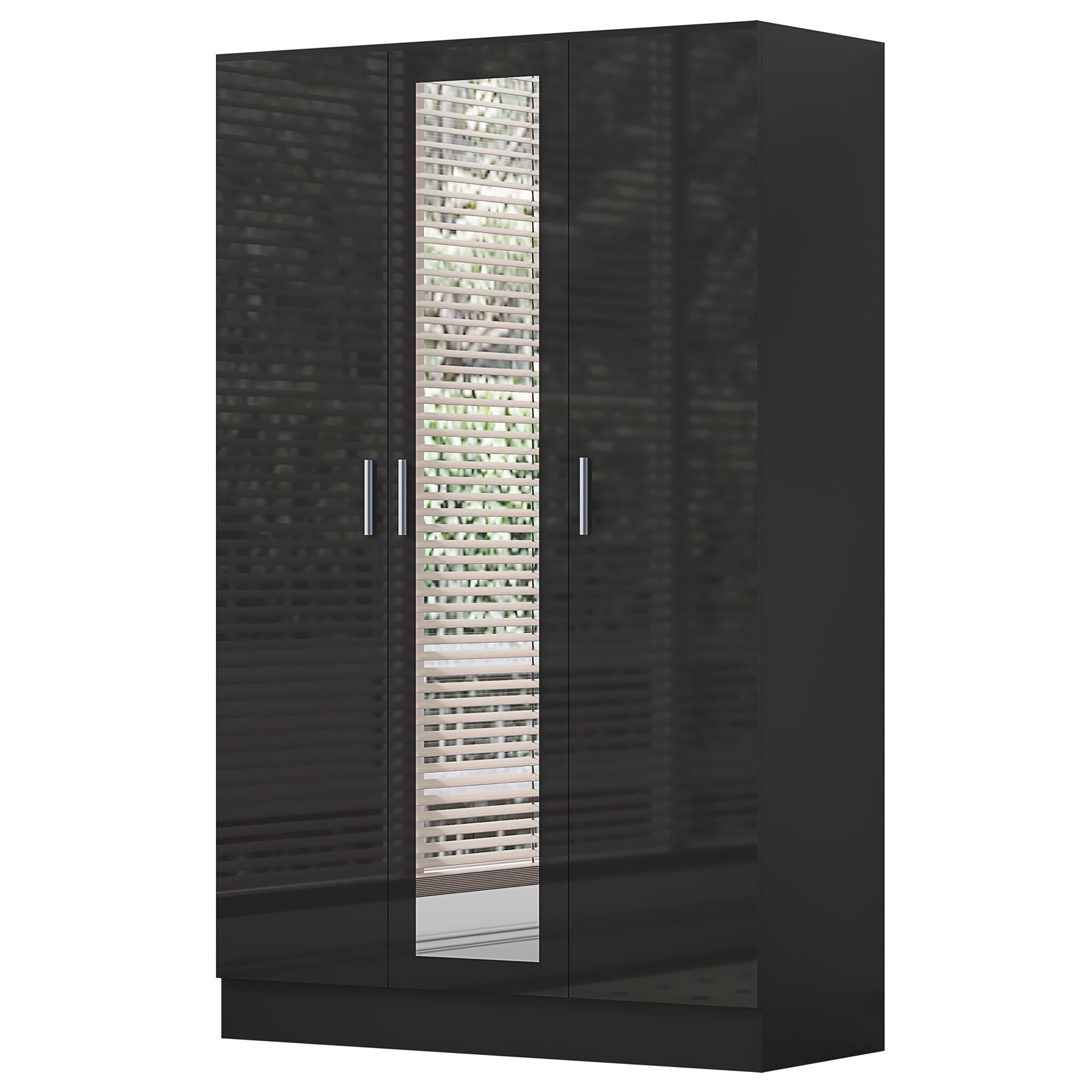 REFLECT Gloss Bedroom Furniture 3 Door Mirrored Wardrobe - 4 Colour Options - Picture 6 of 41