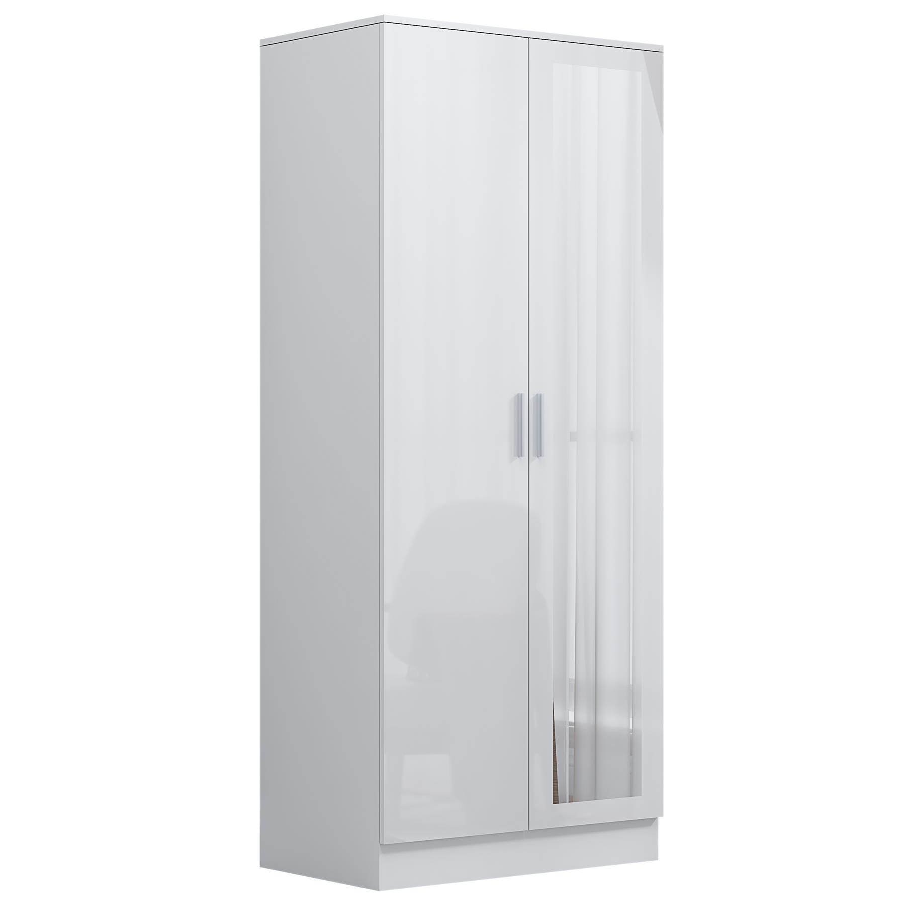REFLECT Gloss Bedroom Furniture 2 Door Mirrored Wardrobe - 4 Colour Options - Picture 36 of 41