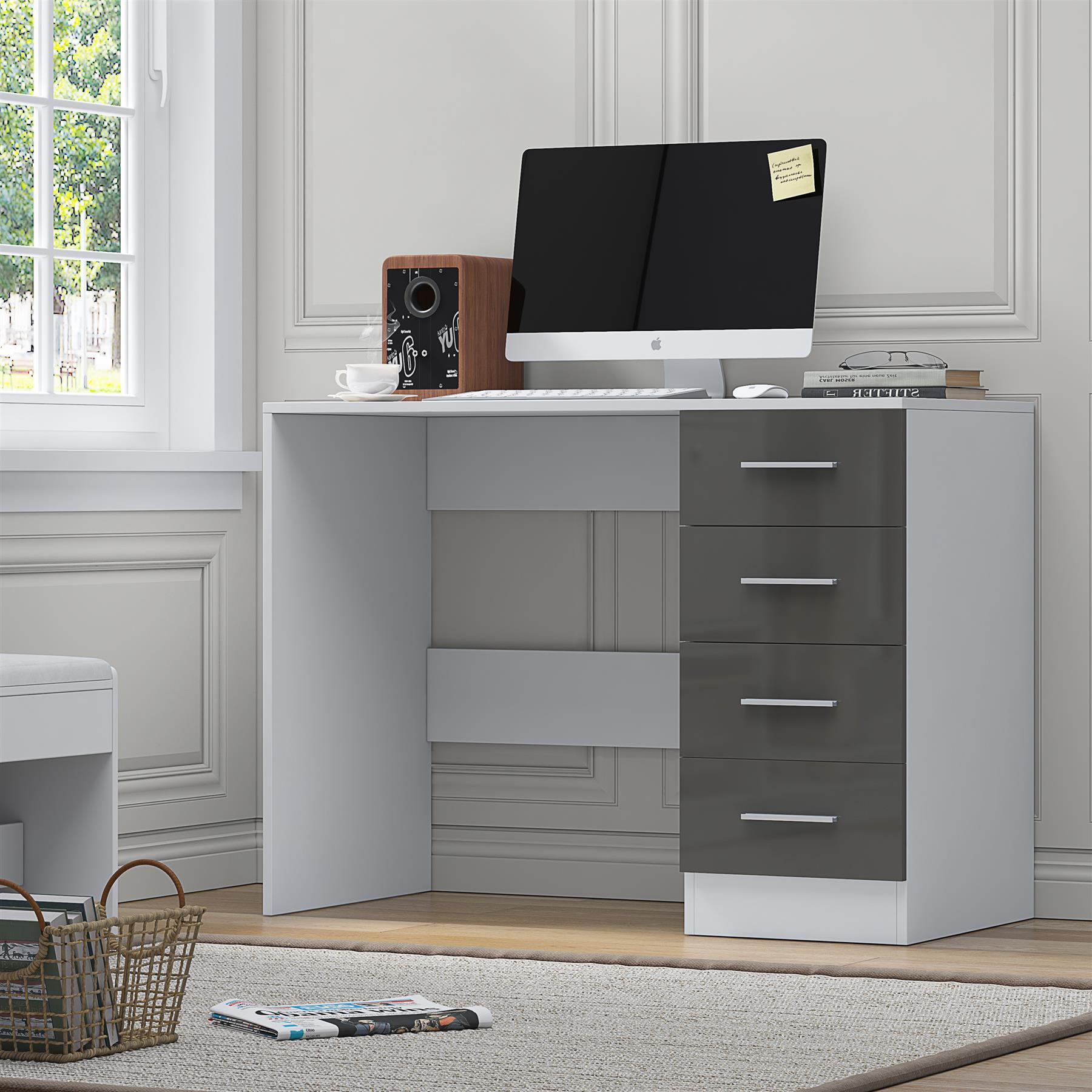 REFLECT Gloss Bedroom Furniture 4 Drawer Dressing Table Desk - 4 Colour Options - Picture 16 of 29