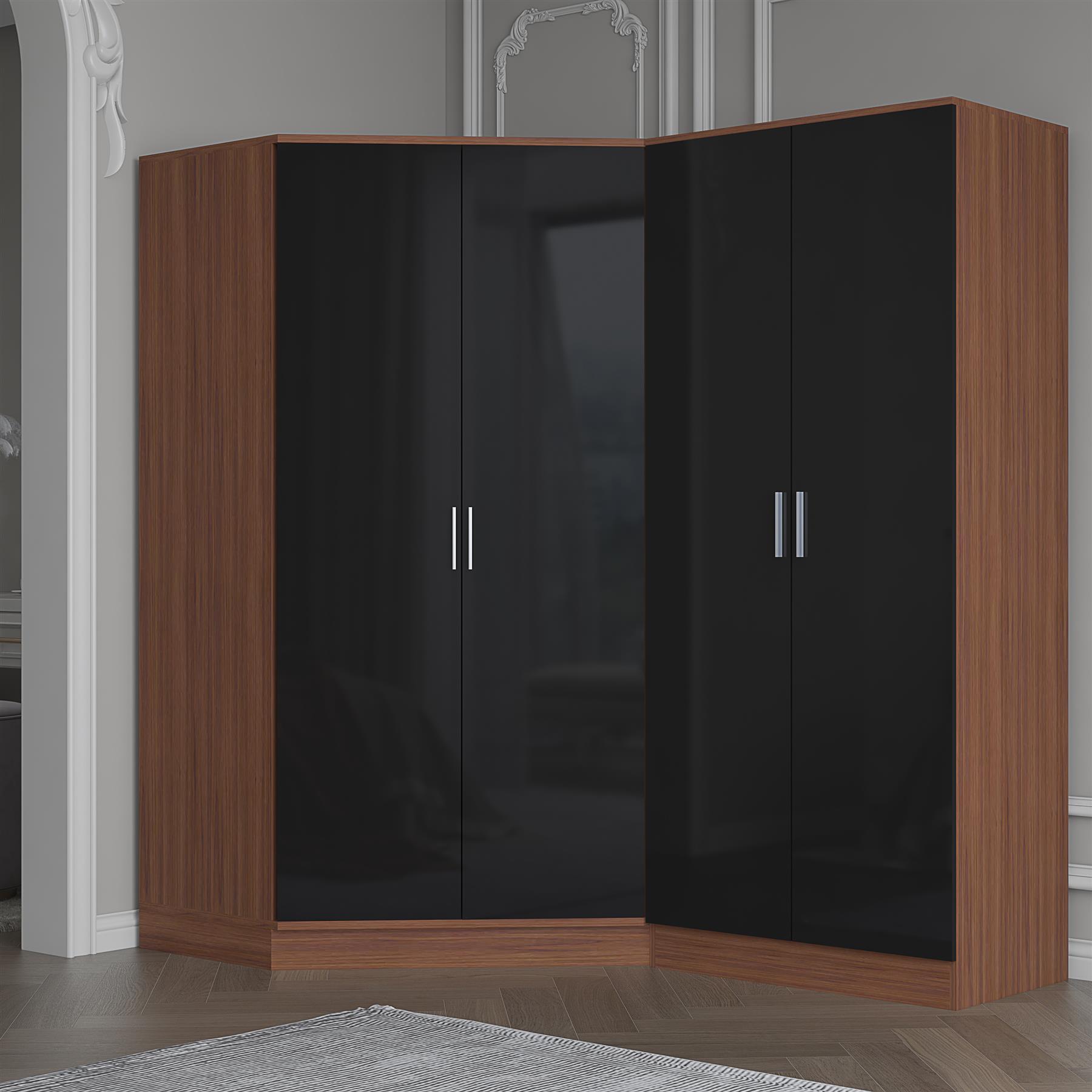 Easy Sofas and Wardrobes - Sliding 3 Doors Wardrobe Derby VI 200 cm - Mirror - Bedroom Furniture Set with Clothes Rail - Storage - Color: White 9 REFLECT Gloss 4 Door Wardrobe Bundle Inc 2 Door Corner + 2 Door Bedroom Set