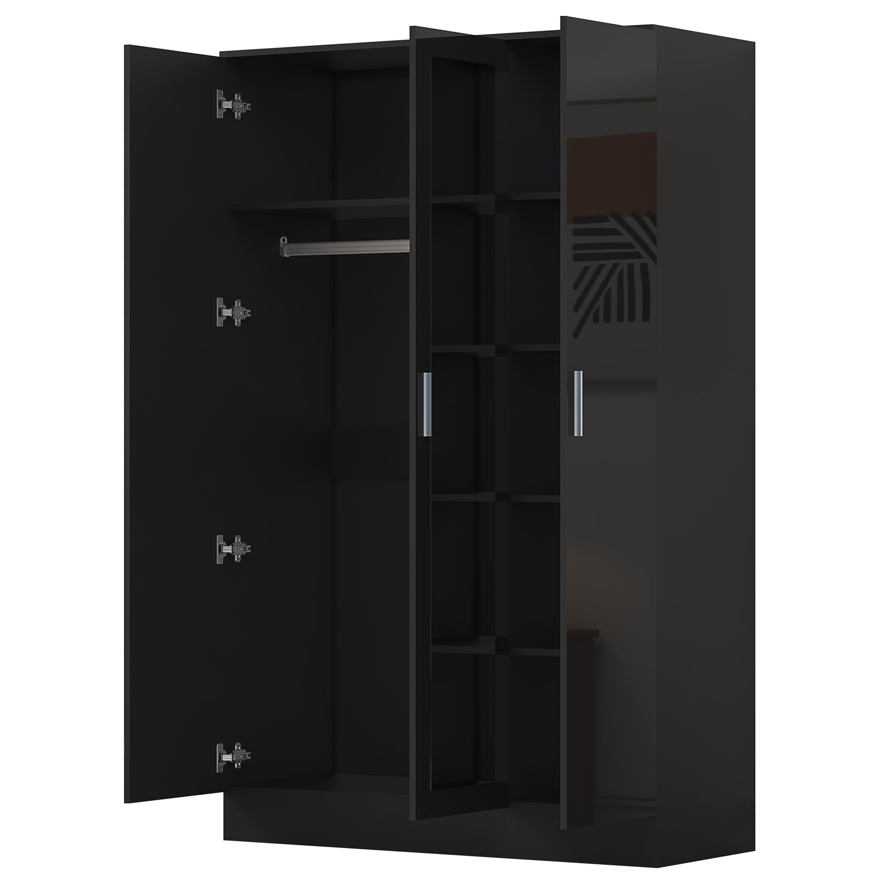 REFLECT Gloss Bedroom Furniture 3 Door Mirrored Wardrobe - 4 Colour Options - Picture 7 of 41