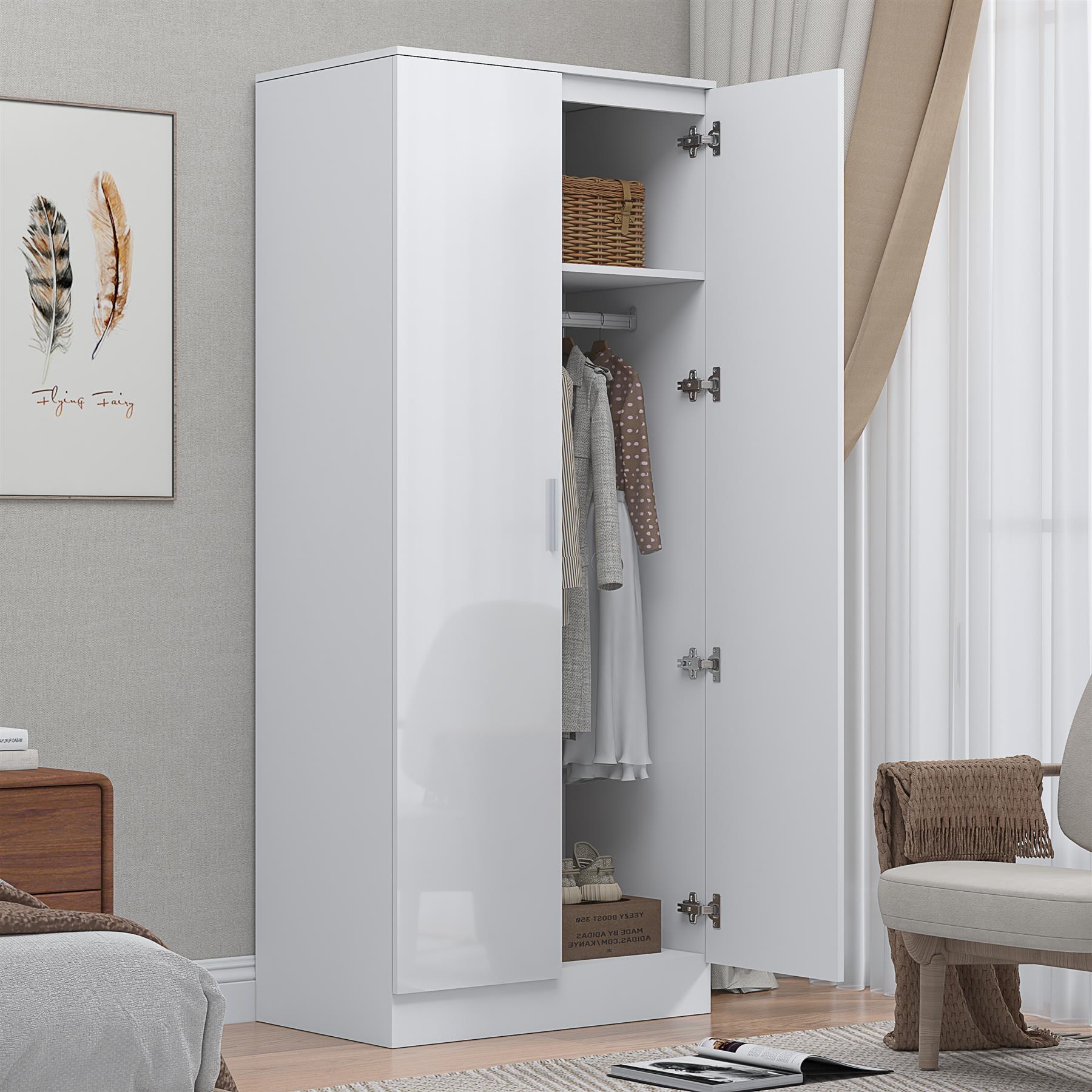 REFLECT Gloss Bedroom Furniture 2 Door Mirrored Wardrobe - 4 Colour Options - Picture 33 of 41