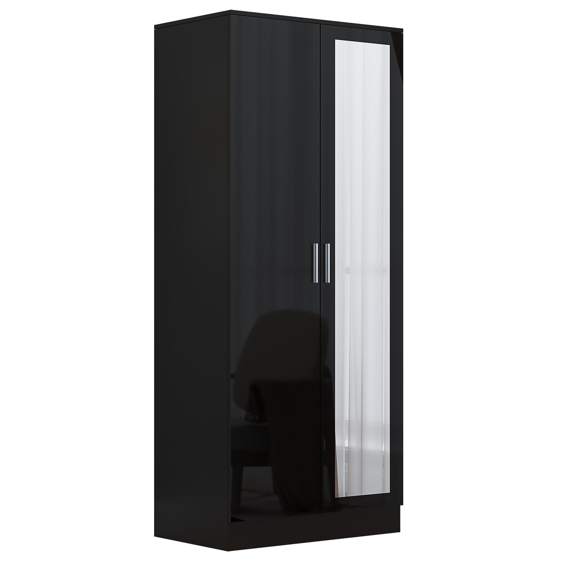 REFLECT Gloss Bedroom Furniture 2 Door Mirrored Wardrobe - 4 Colour Options - Picture 6 of 41