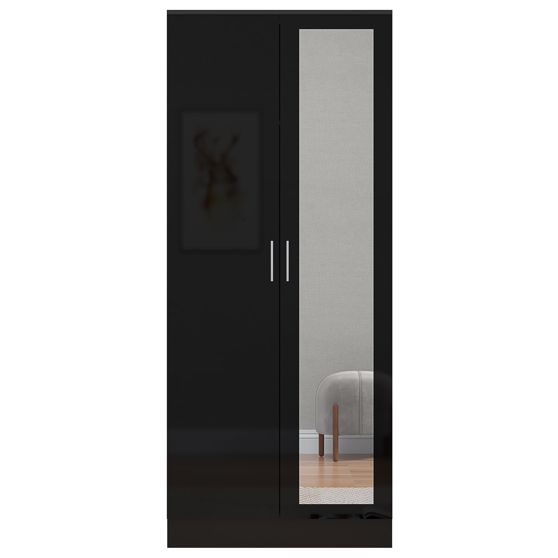 REFLECT Gloss Bedroom Furniture 2 Door Mirrored Wardrobe - 4 Colour Options - Picture 8 of 41