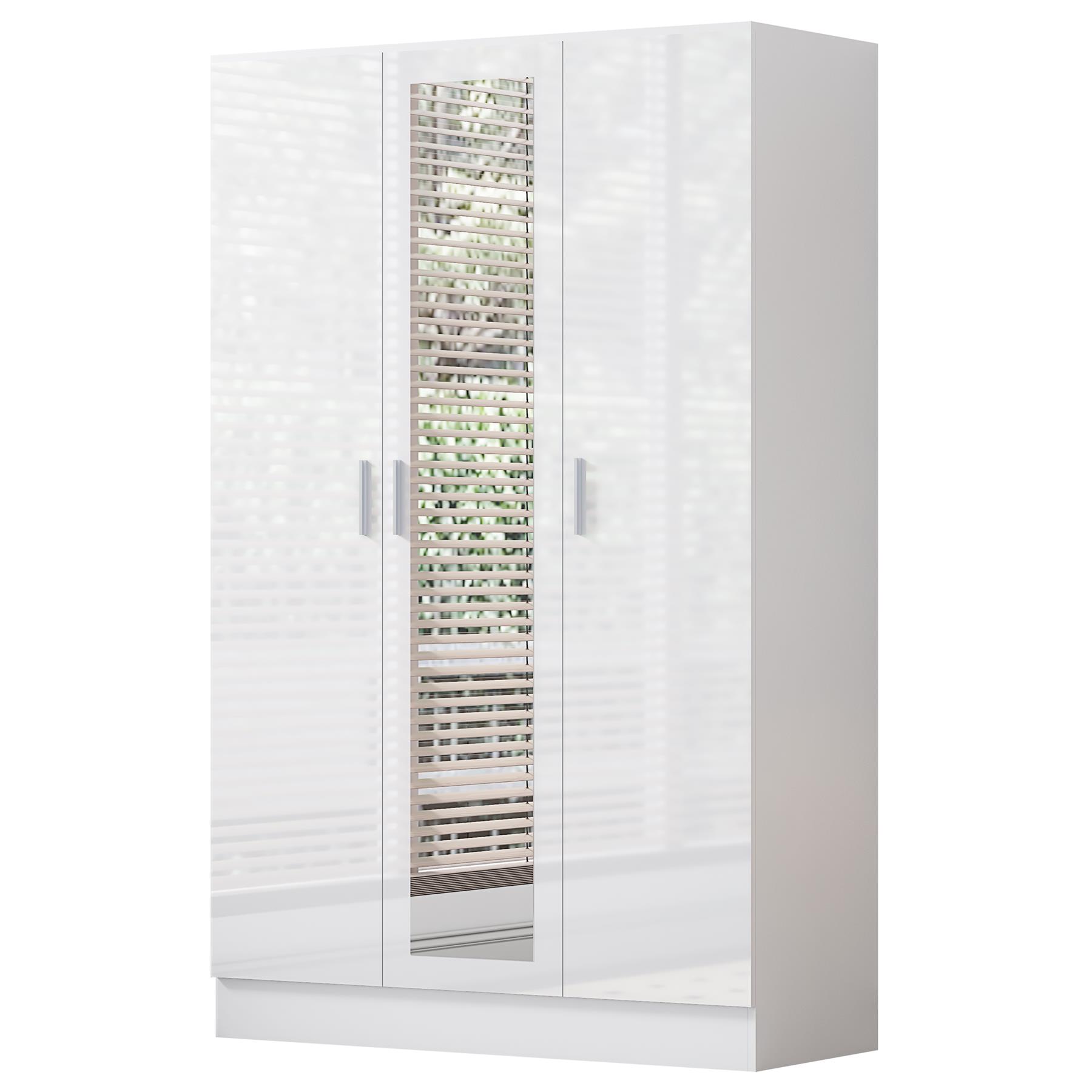 REFLECT Gloss Bedroom Furniture 3 Door Mirrored Wardrobe - 4 Colour Options - Picture 36 of 41