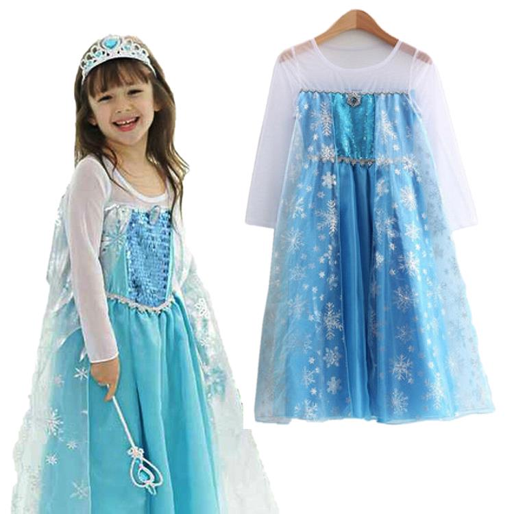 Kids Girls Elsa Frozen Cosplay Costume Princess Anna Fancy Dress Clothes 3-9Yrs