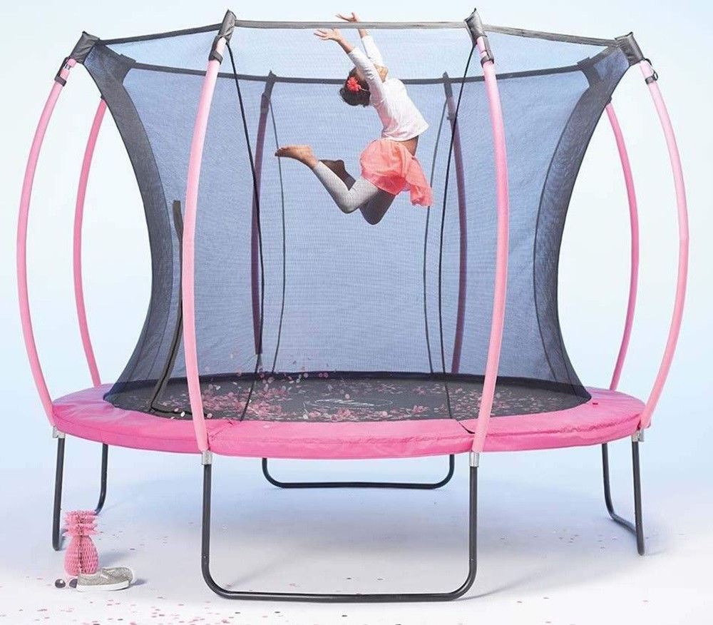 Plum Colours Springsafe 12ft Trampoline & Enclosure Pink & Turquoise