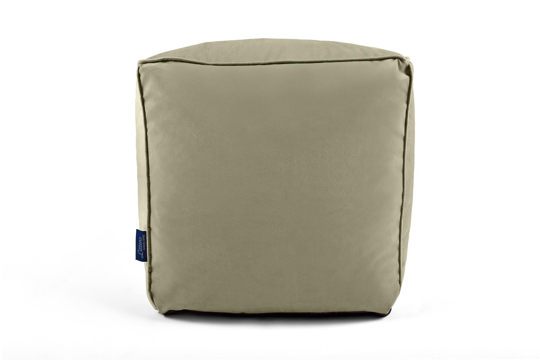 Bolsa de Frijoles Cubo Cuadrado, Terciopelo Suave de Lujo, Reposapiés Puf Otomano, Tubería, 41 cm - Imagen 20 de 32