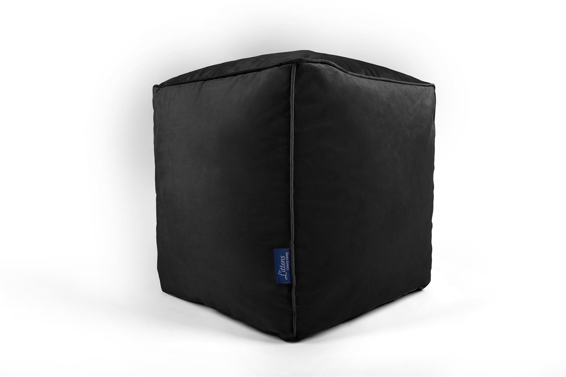Bolsa de Frijoles Cubo Cuadrado, Terciopelo Suave de Lujo, Reposapiés Puf Otomano, Tubería, 41 cm - Imagen 9 de 32