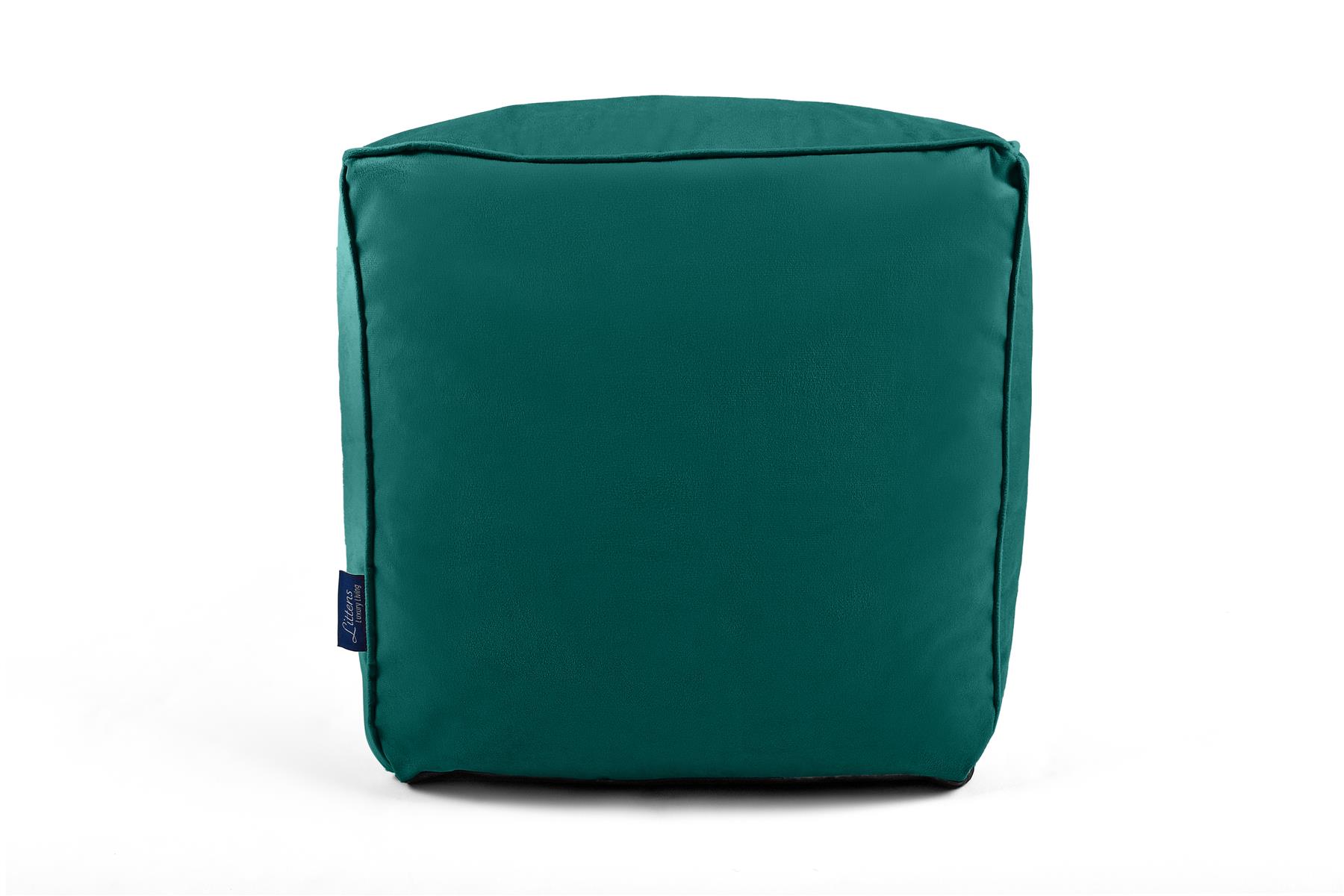Bolsa de Frijoles Cubo Cuadrado, Terciopelo Suave de Lujo, Reposapiés Puf Otomano, Tubería, 41 cm - Imagen 27 de 32