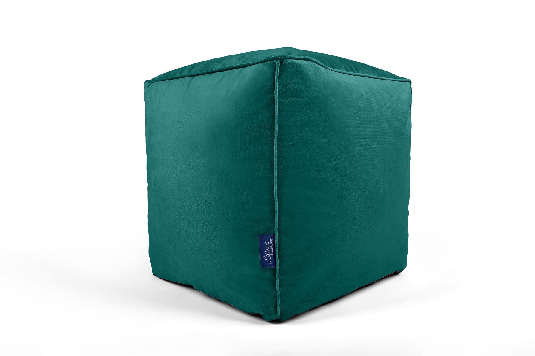 Bolsa de Frijoles Cubo Cuadrado, Terciopelo Suave de Lujo, Reposapiés Puf Otomano, Tubería, 41 cm - Imagen 29 de 32