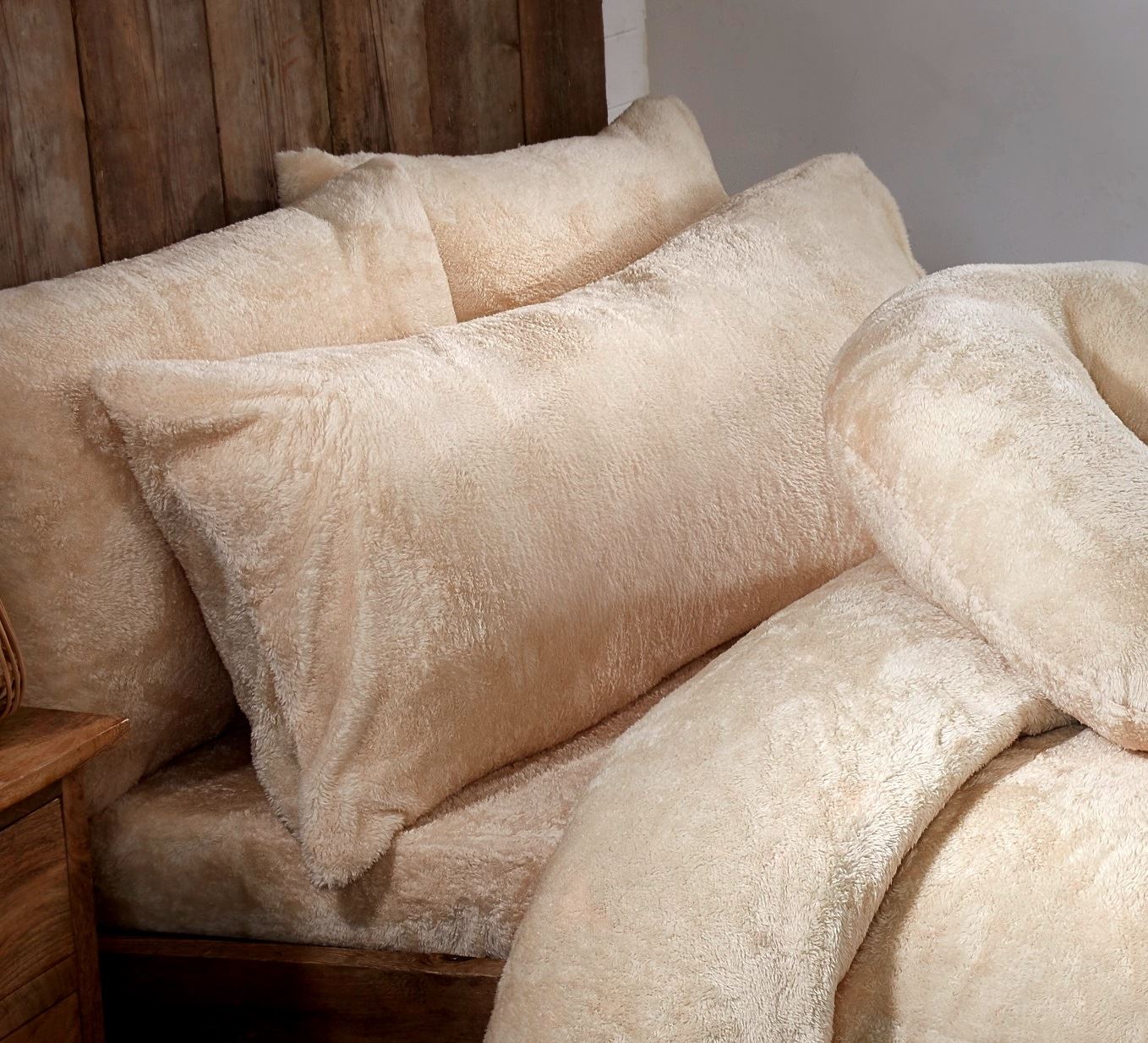 Cream Teddy Fleece Fur Body Bolster Long Pillowcase, Thermal, Nursing Pregnancy - Picture 3 of 4