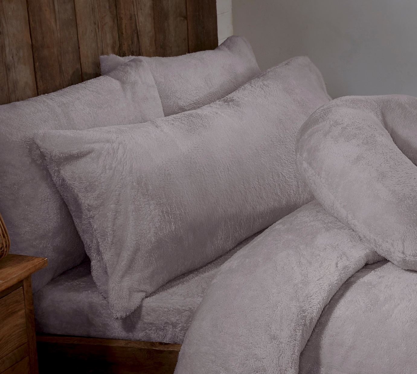 Silver Teddy Fleece Fur Body Bolster Long Pillowcase, Thermal, Nursing Pregnancy - Picture 4 of 4